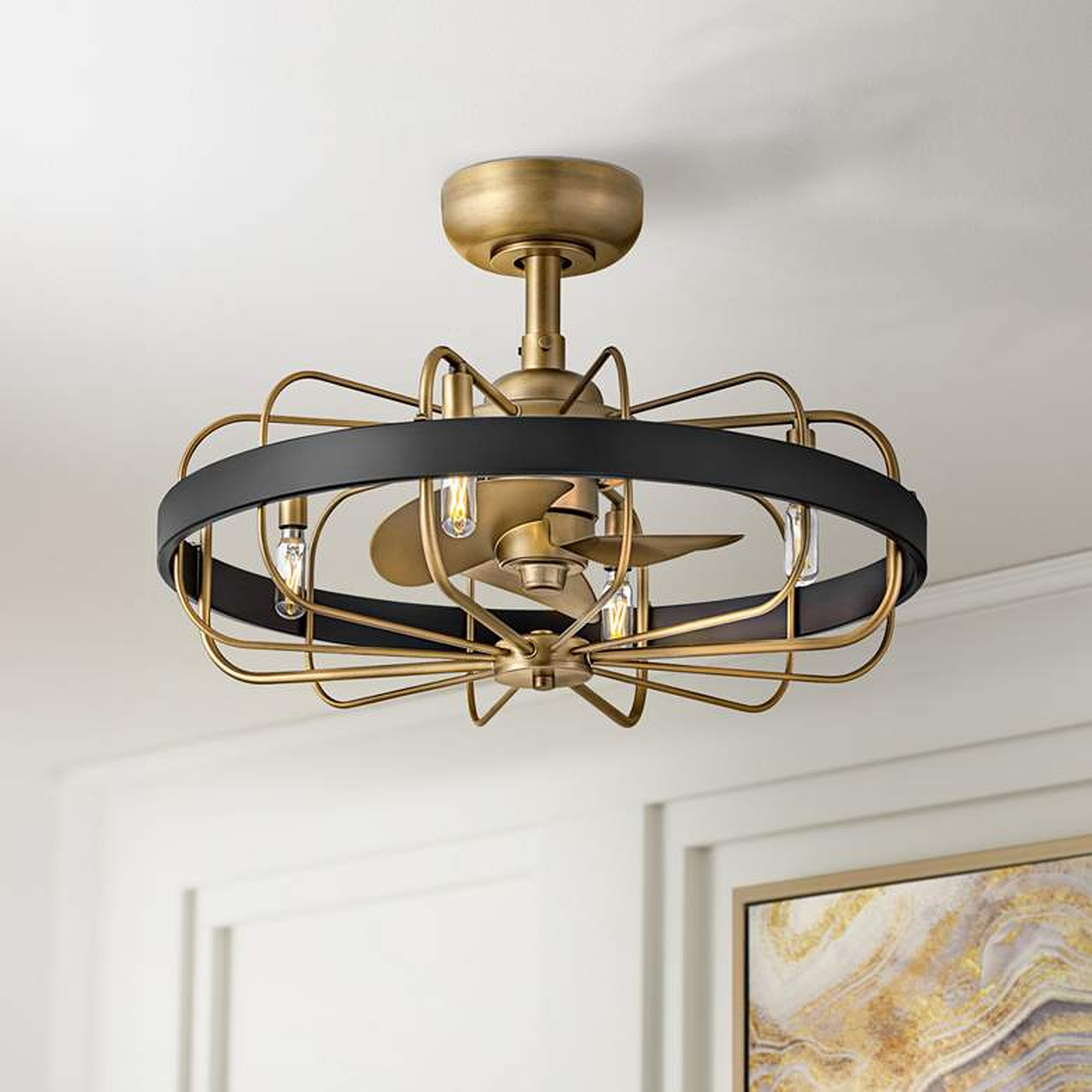 22" Hinkley Eli Heritage Brass LED Fandelier Ceiling Fan with Remote - Lamps Plus