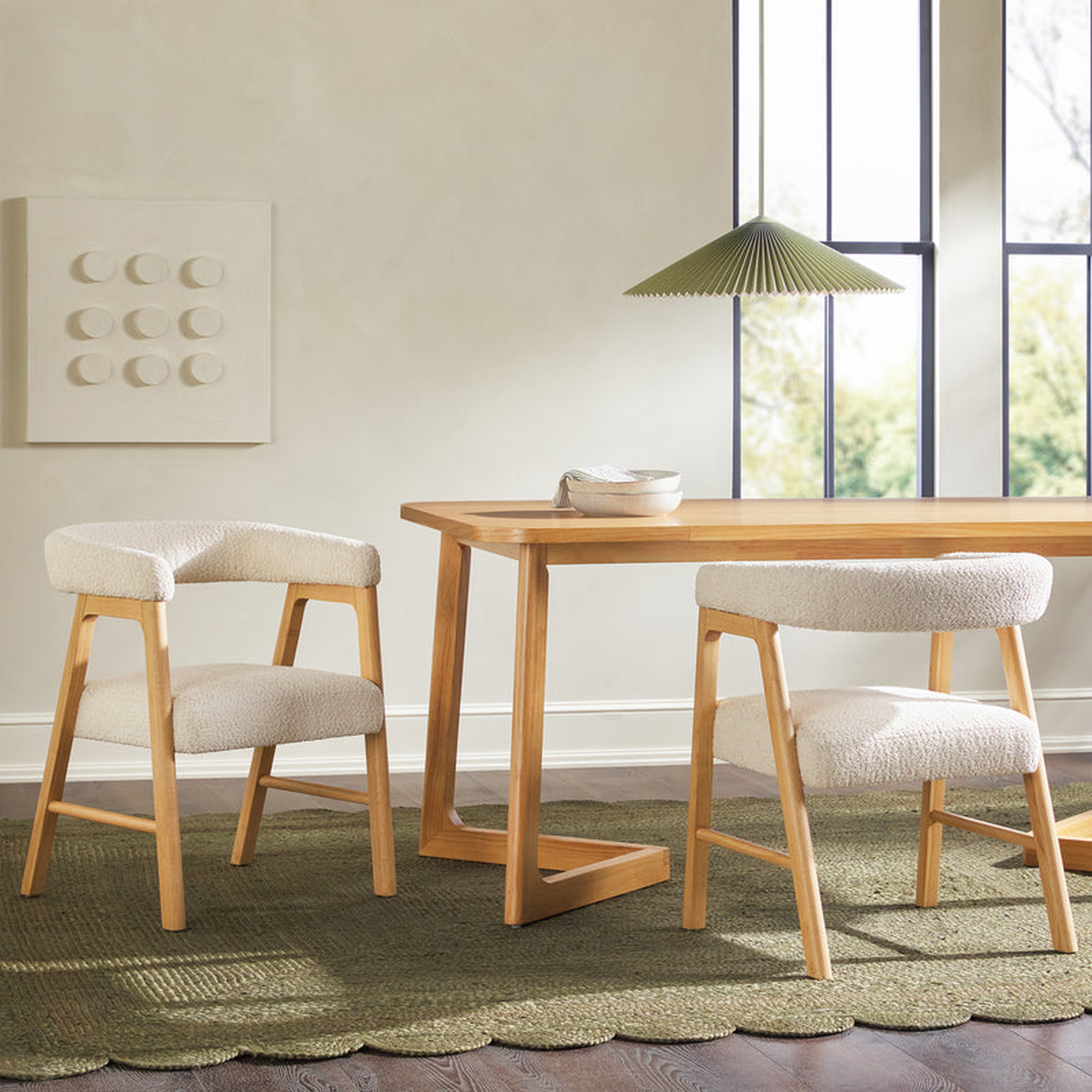 Ezra Modern Solid Wood Dining Chair with Boucle Upholstery (Set of 2) - Walker Edison