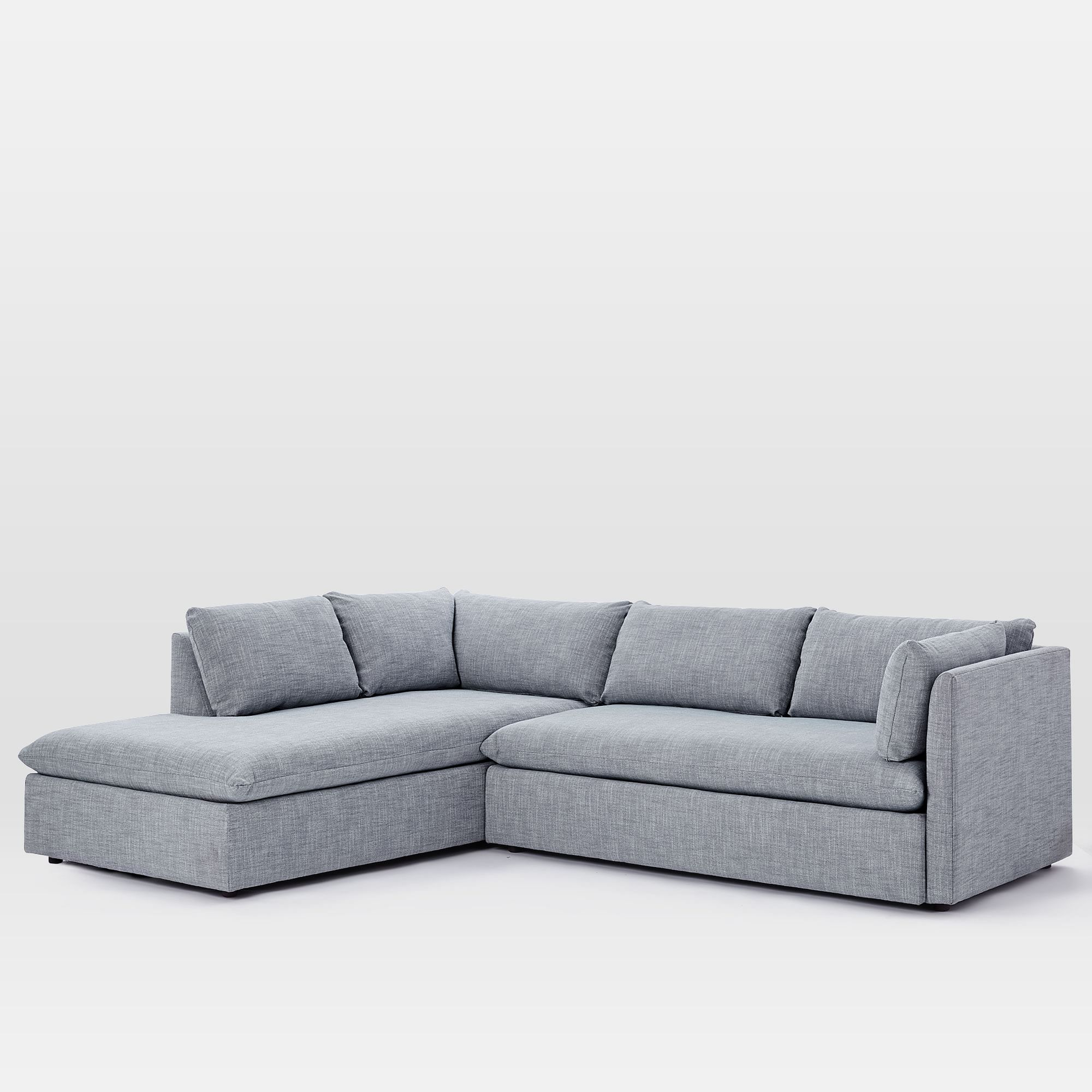Shelter 106" Left 2-Piece Bumper Chaise Sectional, Yarn Dyed Linen Weave, graphite - West Elm