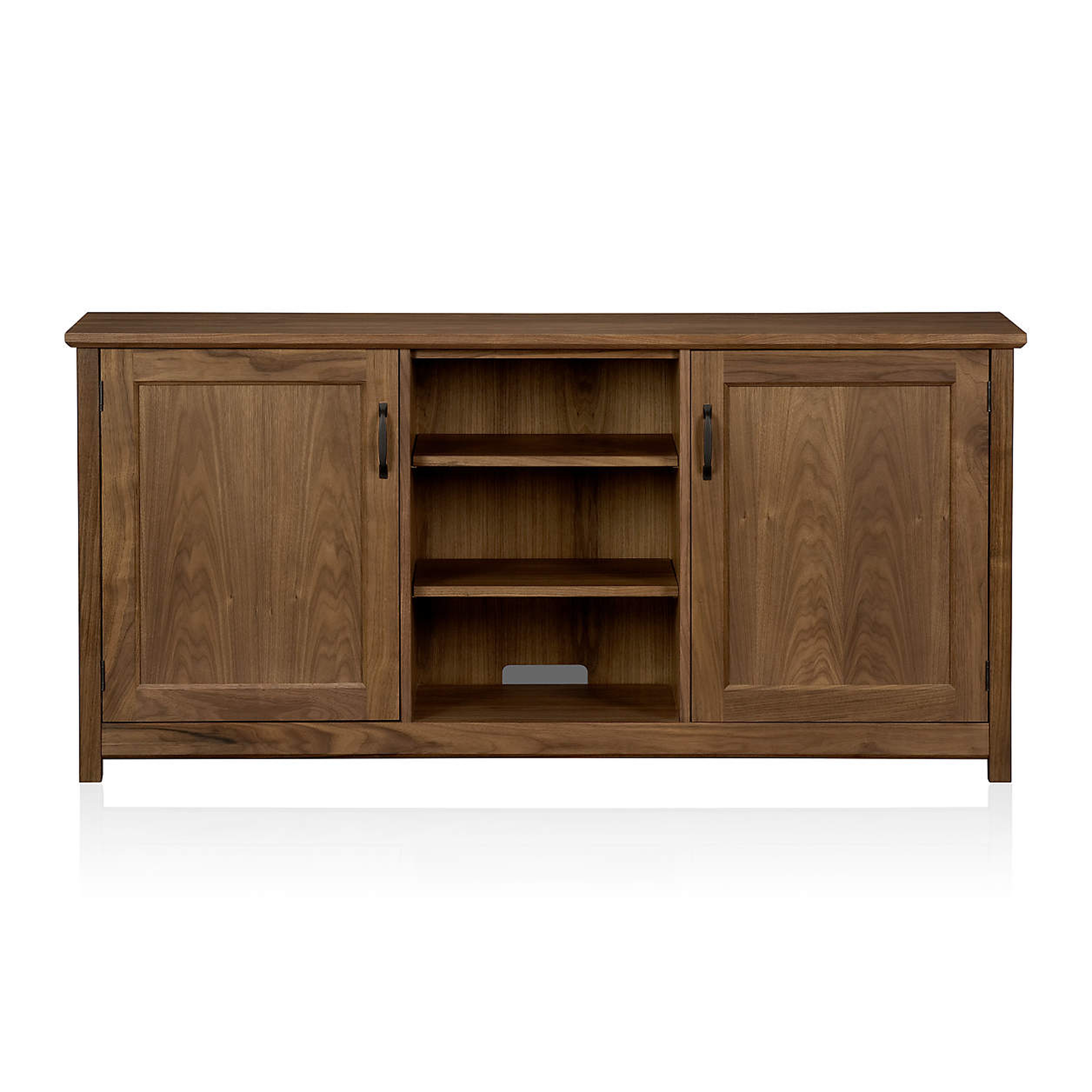 Ainsworth Walnut 64" Storage Media Console with Glass/Wood Doors - Crate and Barrel