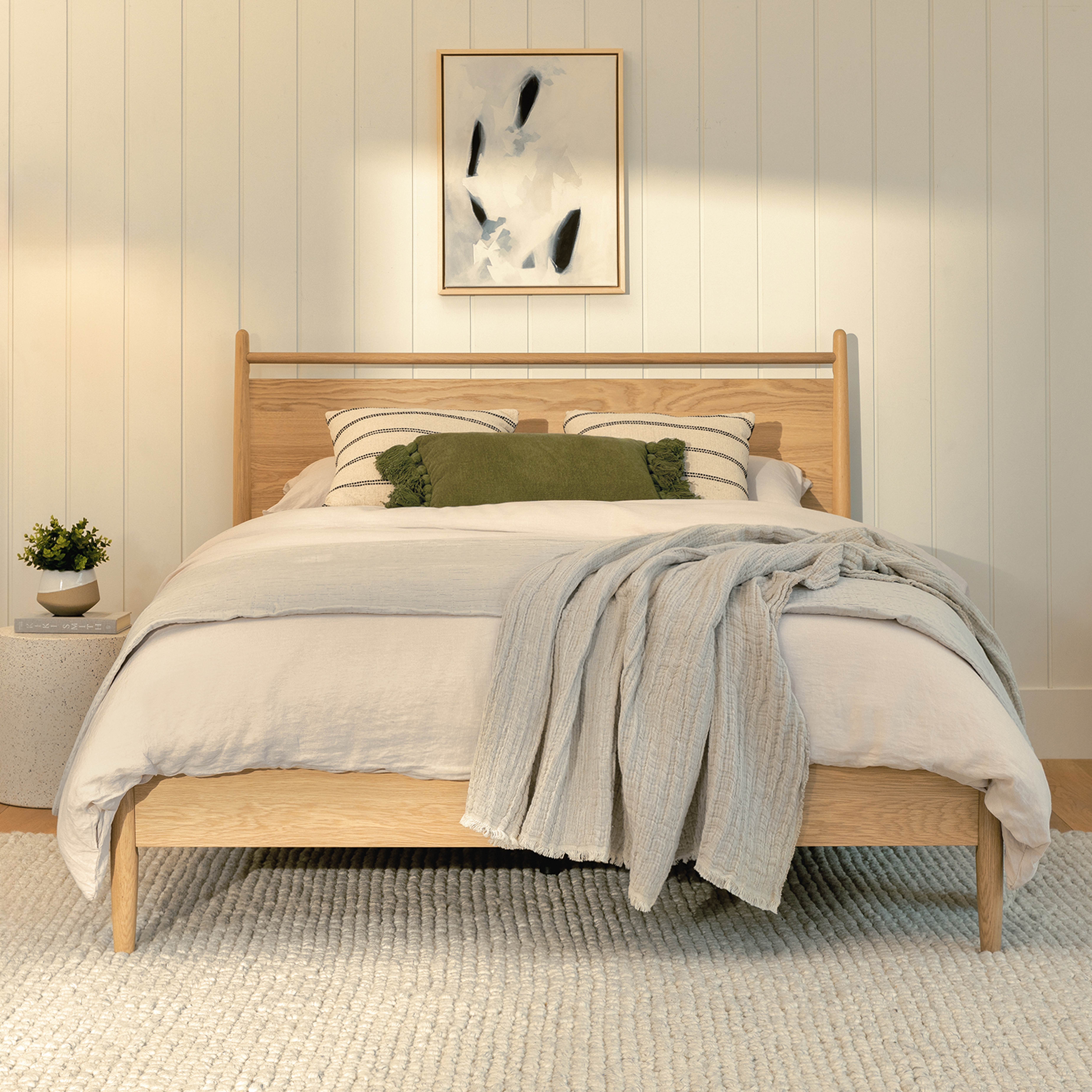Lenia Panel White Oak Queen Bed - Article