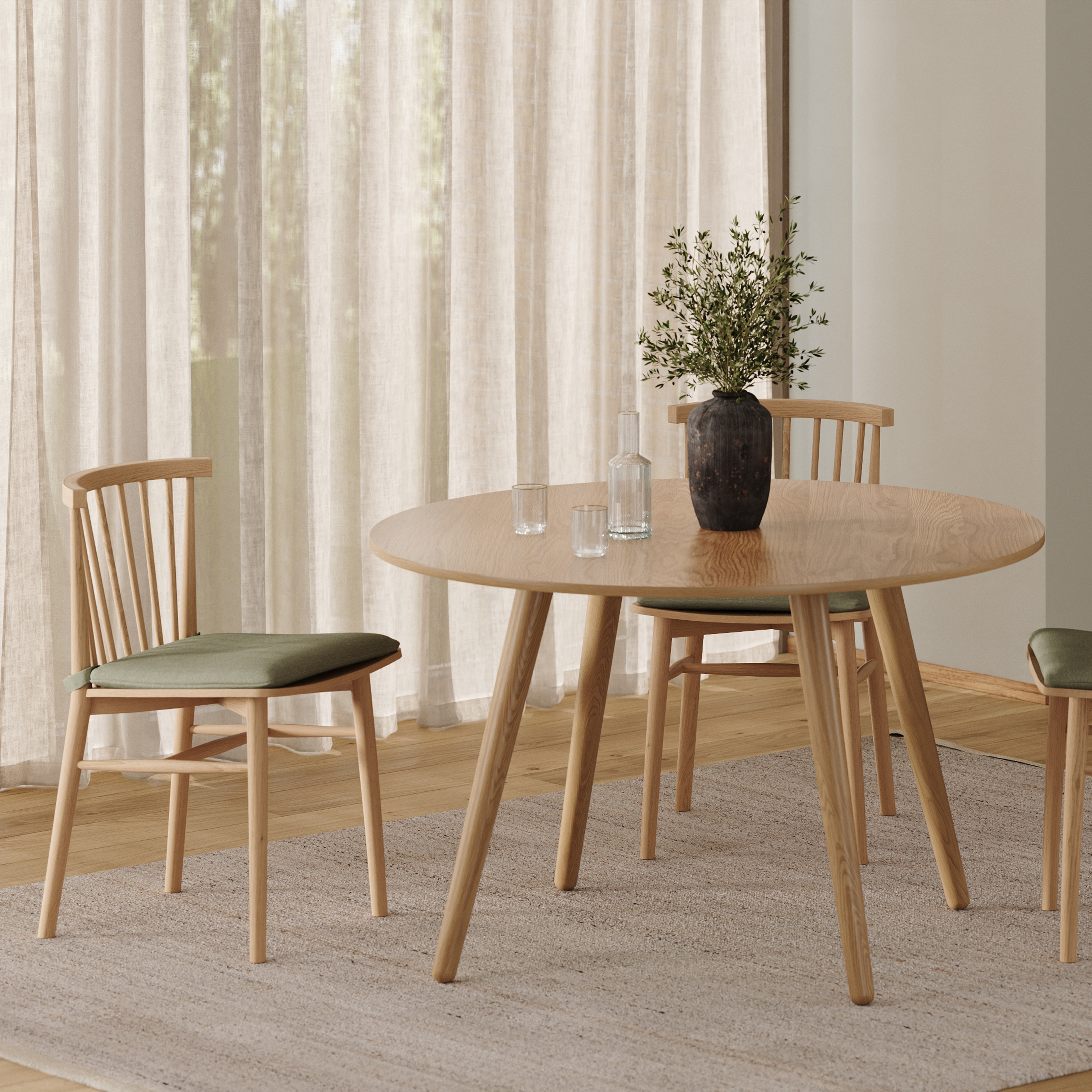 Seno 47" Round Dining Table - Oak - Article