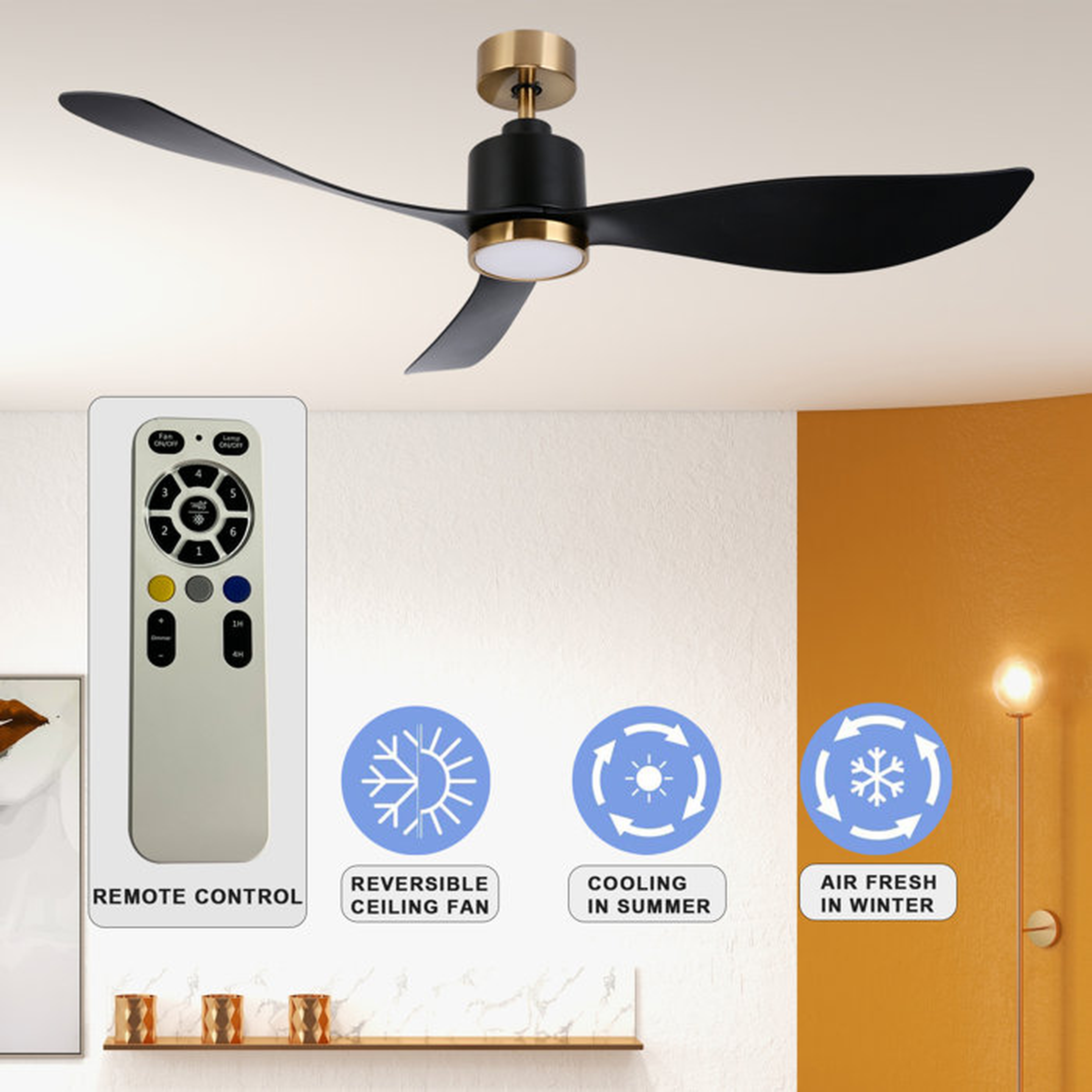 Miajah Ceiling Fan with Light Kit with Remote Control and Light Kit Included - Wayfair