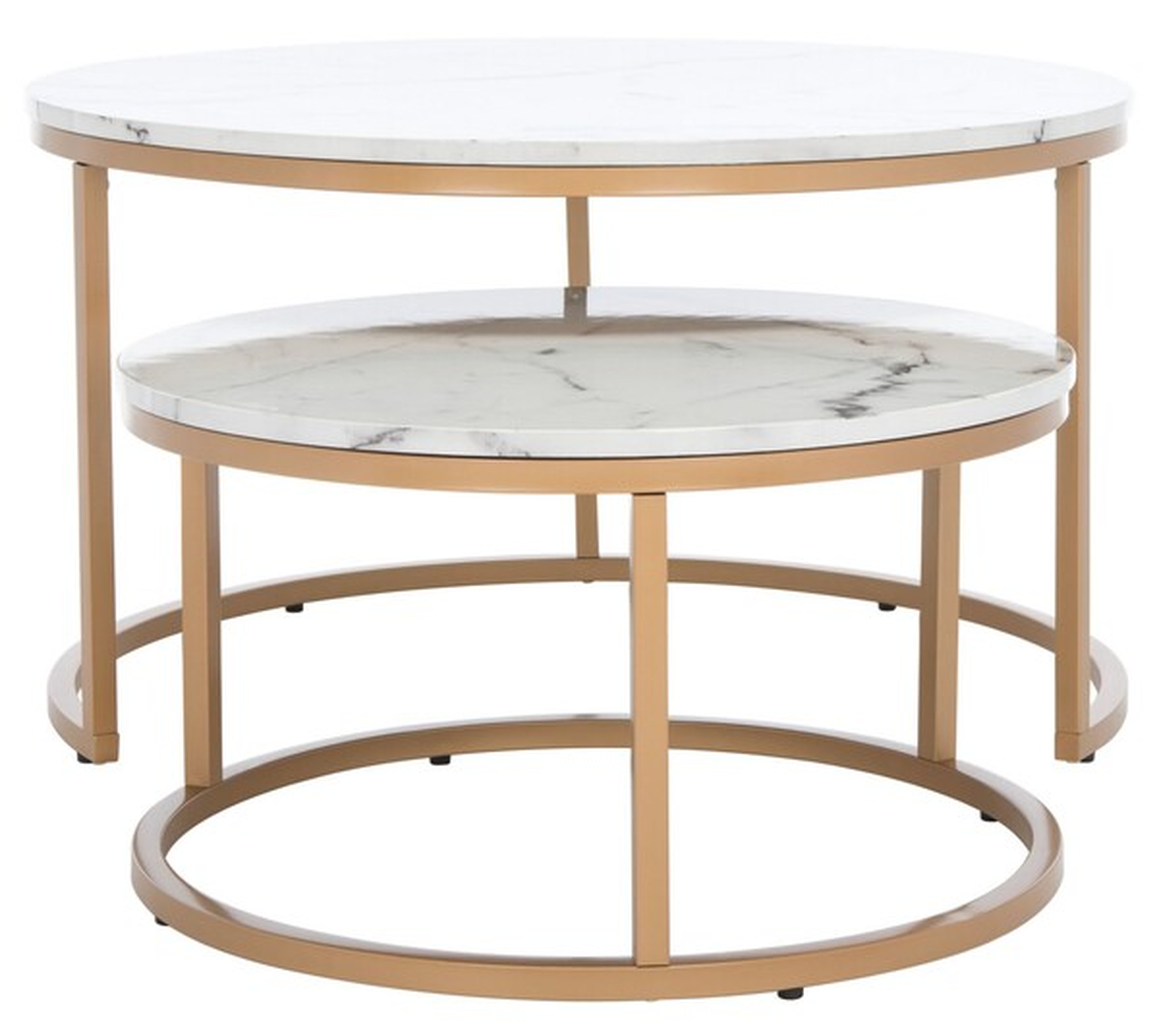 Peppino 2 Round Nest Coffee Table - White / Gold - Safavieh - Safavieh