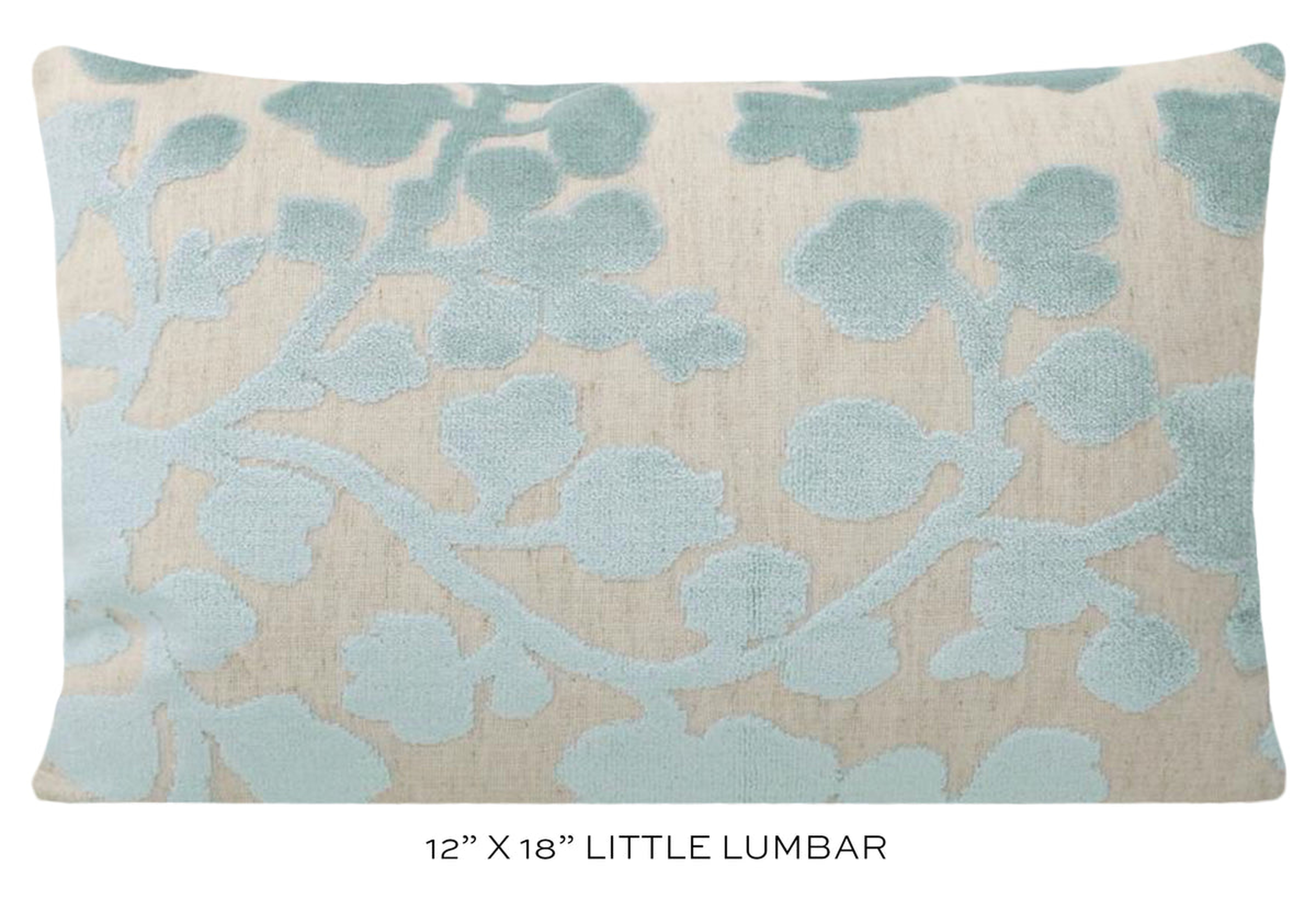 BLOSSOM CUT VELVET // SPA BLUE - LITTLE LUMBAR 12" X 18" - Little Design Company