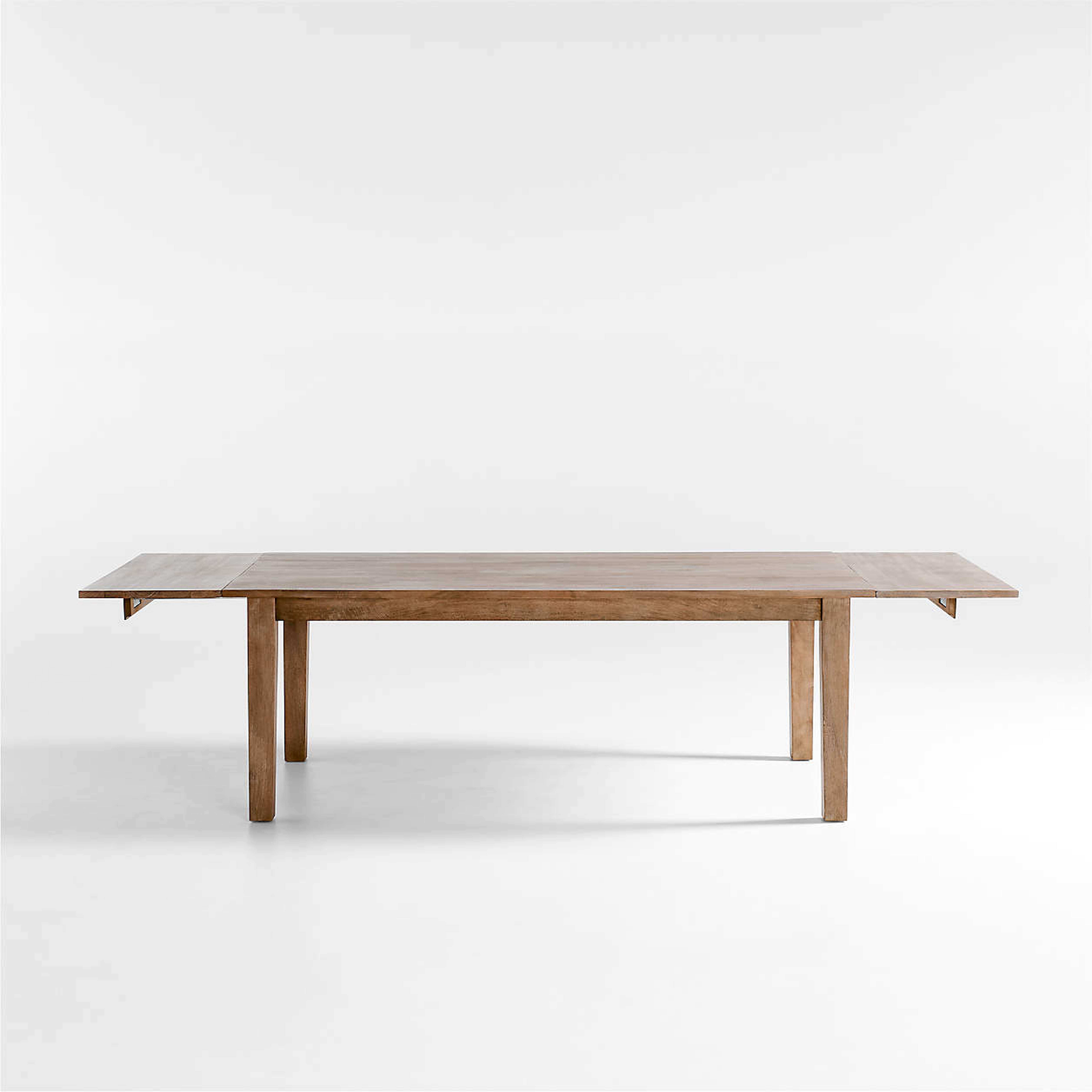 Basque 82"-118" Weathered Chestnut Brown Solid Wood Extendable Dining Table - Crate and Barrel