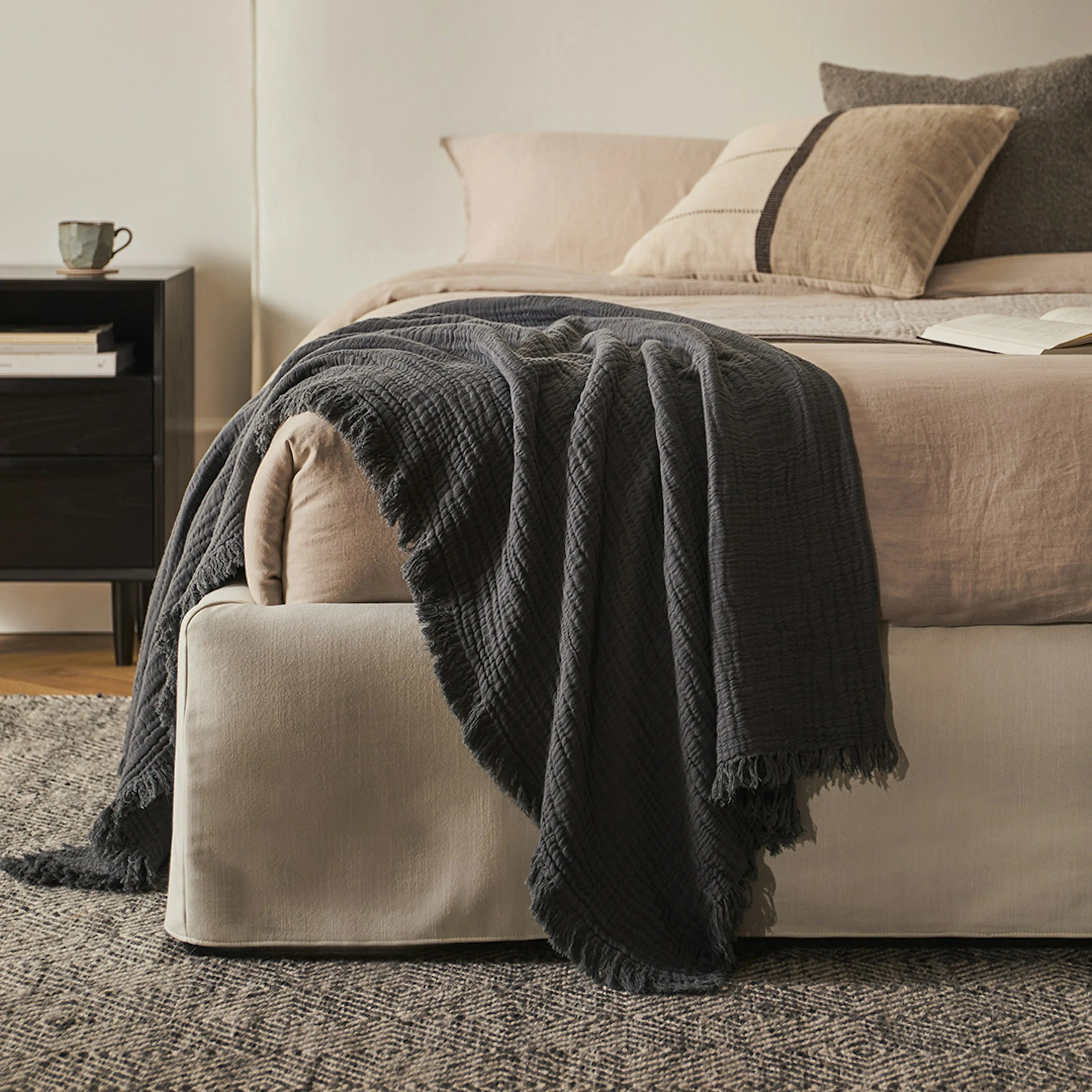 Fresno Cotton Gauze Throw - Charcoal - Article