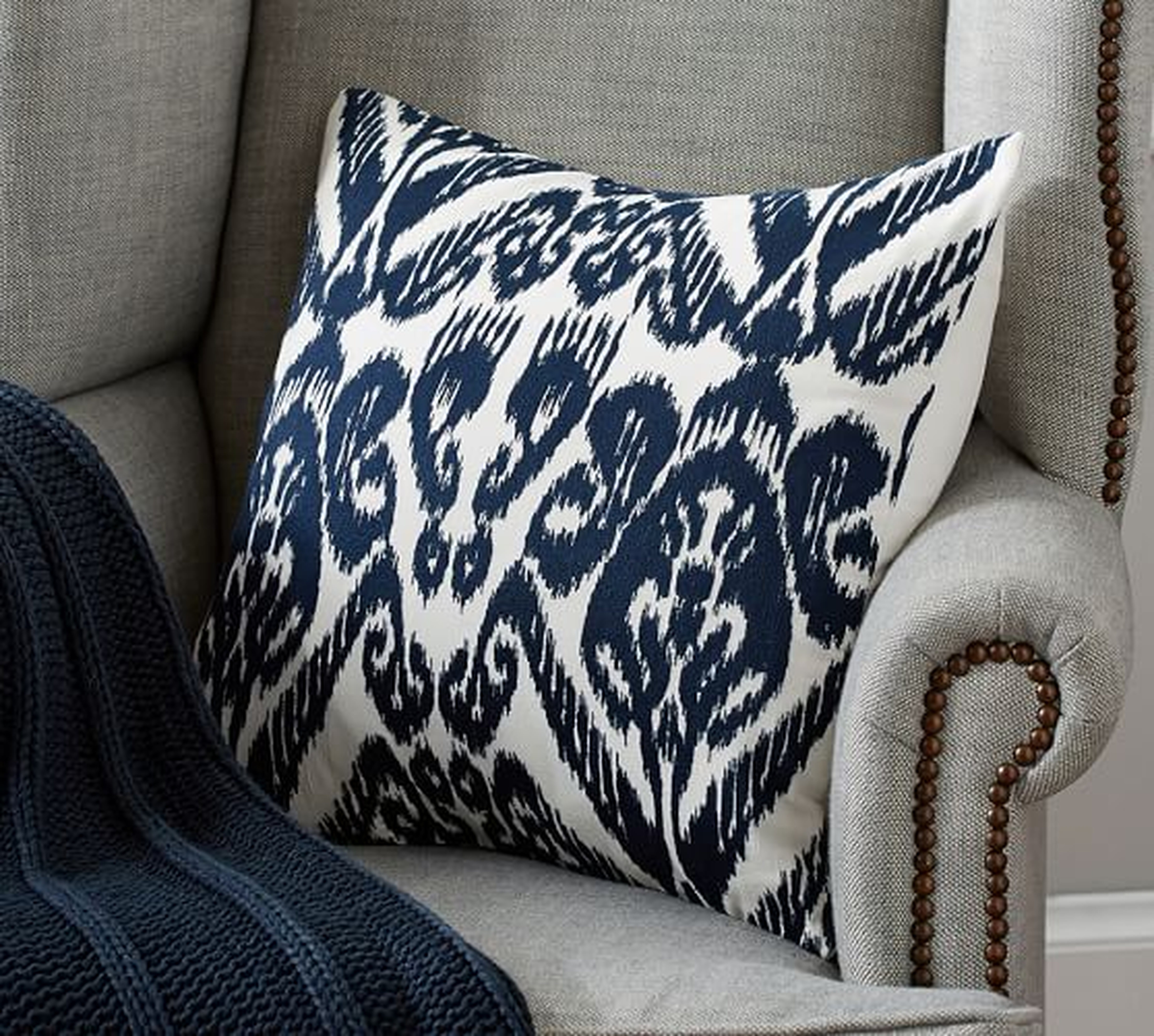 Josie Ikat Embroidered Pillow Cover - Pottery Barn