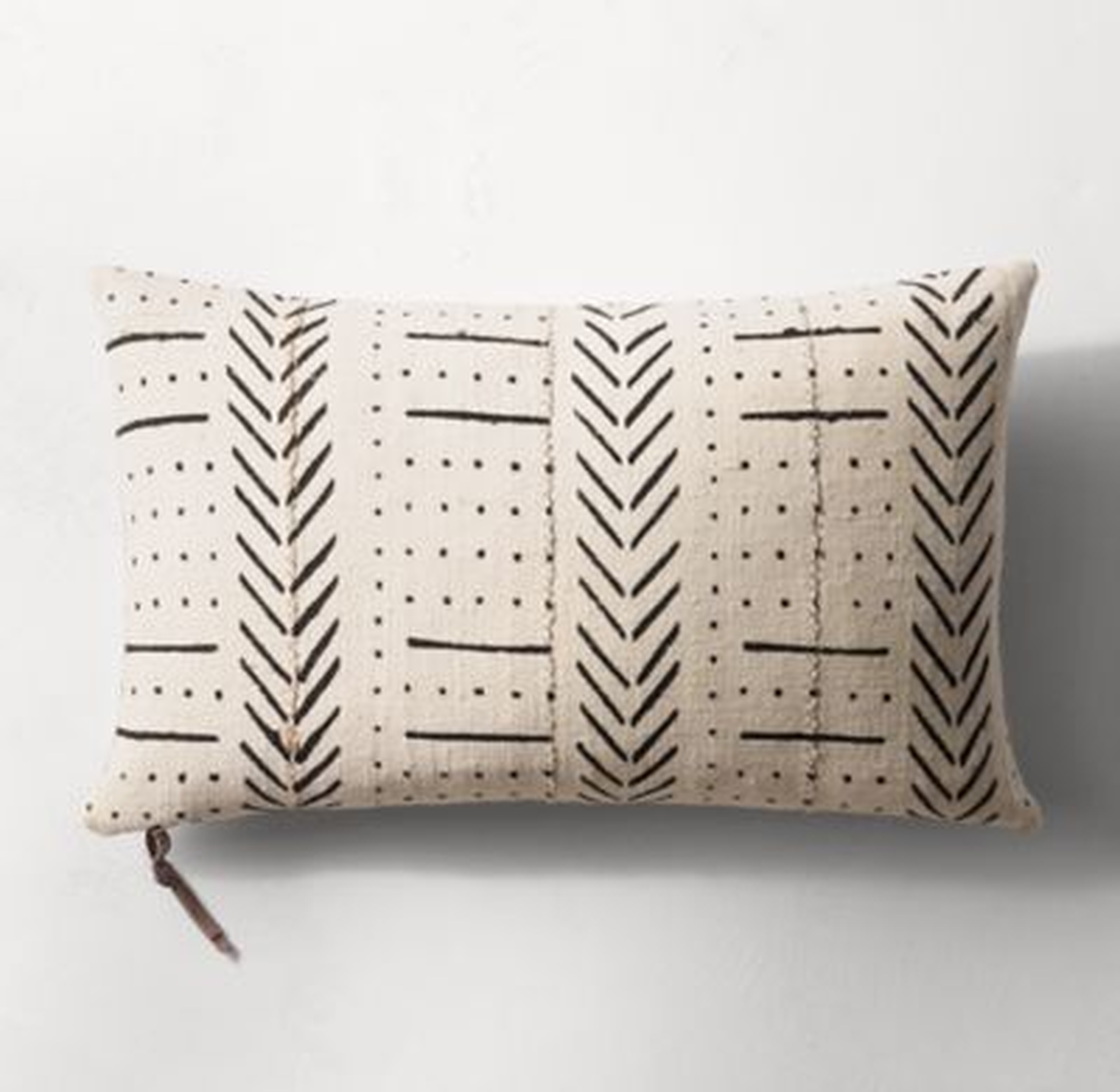 HANDWOVEN AFRICAN MUD CLOTH VARIED PATTERN LUMBAR PILLOW COVER - NATURAL/BLACK - RH