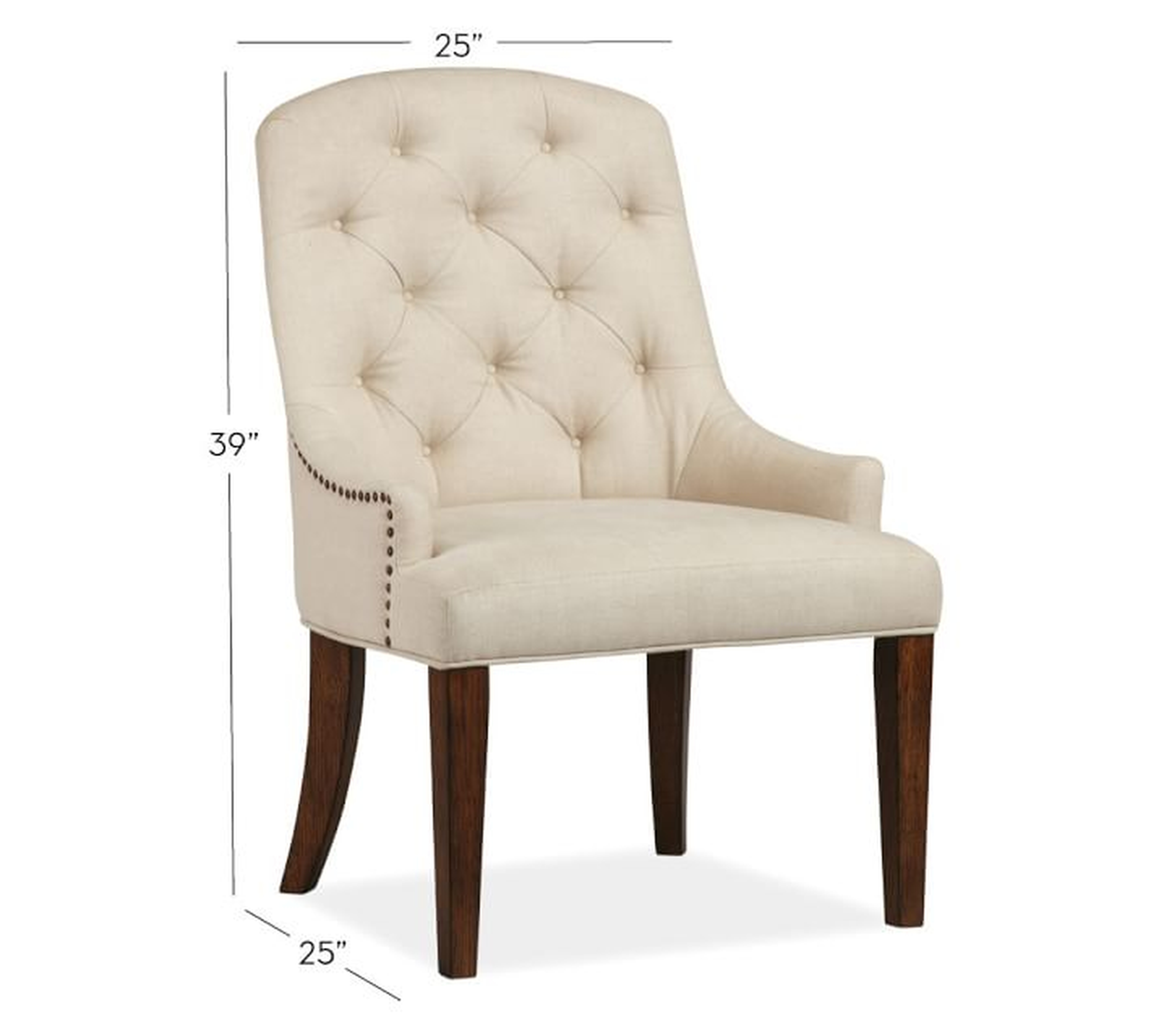 Lorraine Tufted Upholstered Armchair - Linen, Natural - Pottery Barn