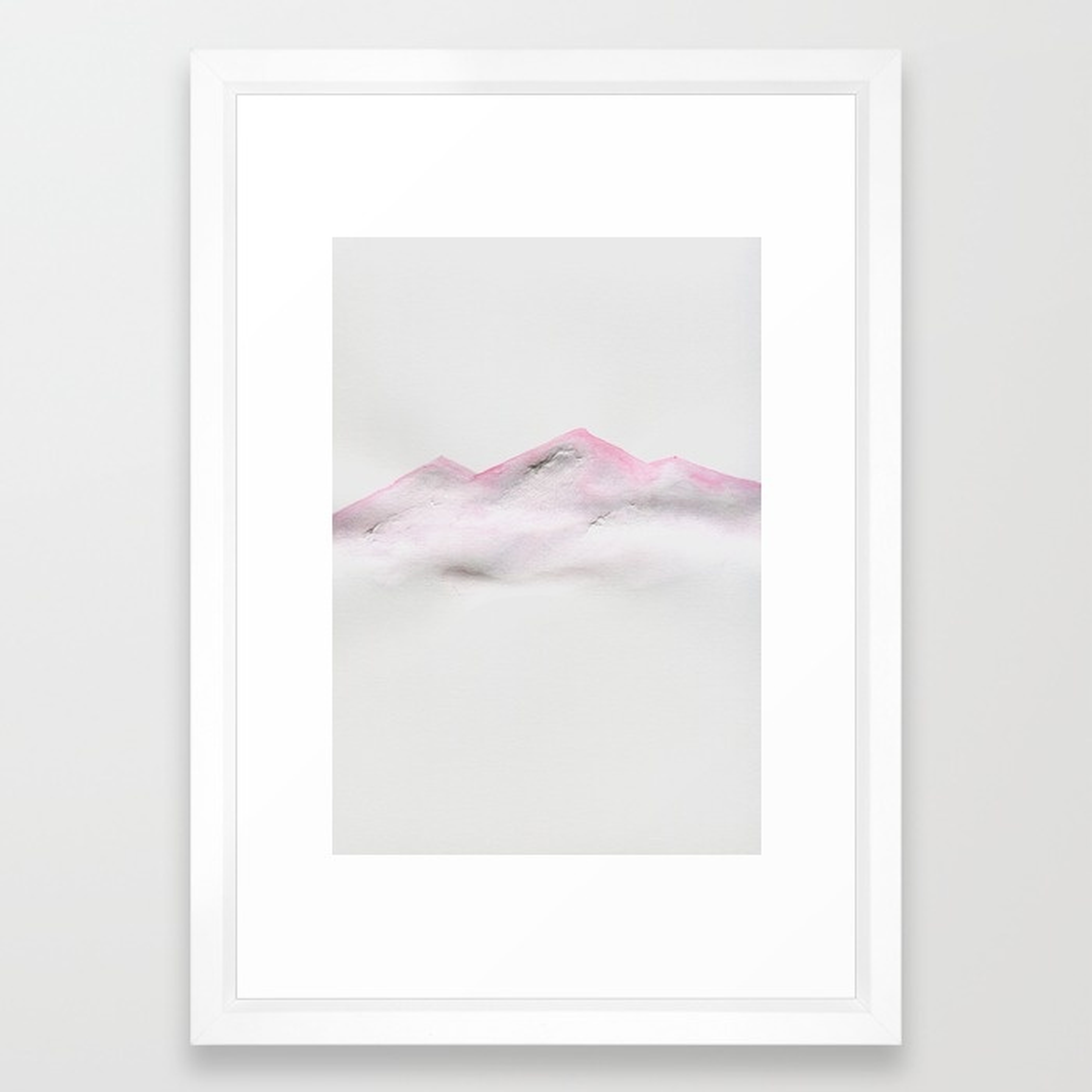 Pink Mountain Art Print - 15" x 21" - Vector White Frame - Society6