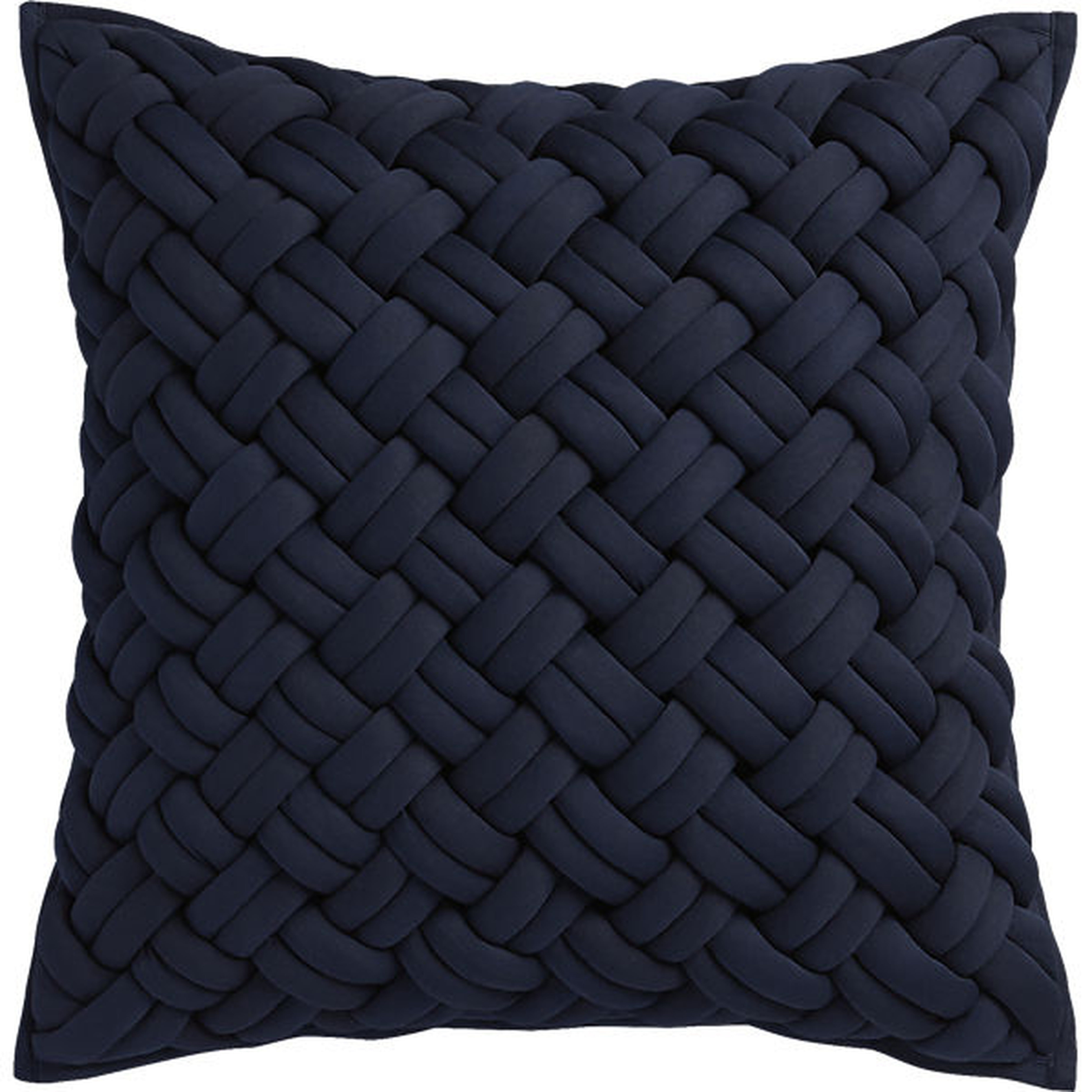 Jersey interknit navy 20" pillow with feather insert - CB2