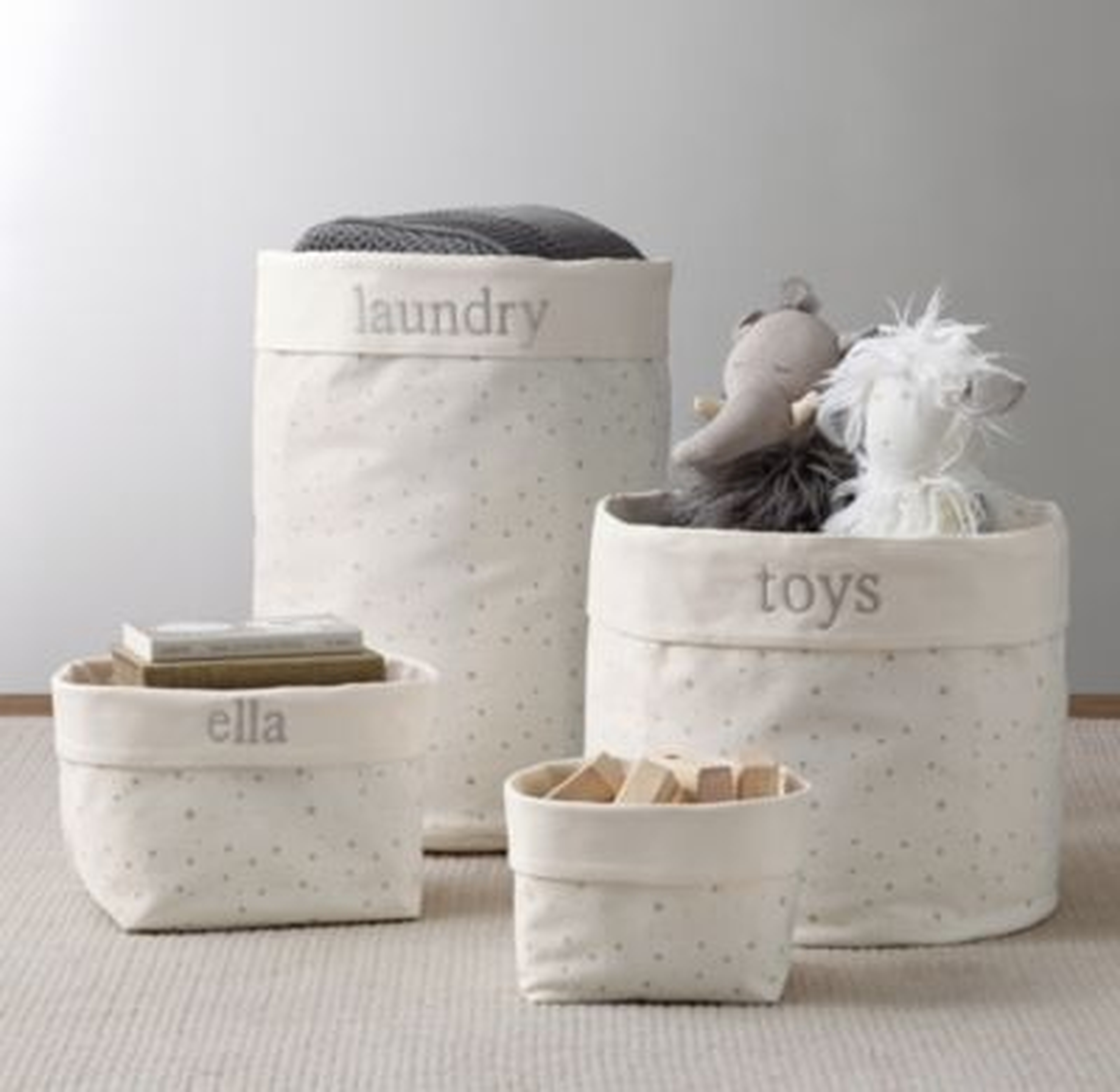 Nursery canvas storage - grey star - Large Bin - RH Baby & Child
