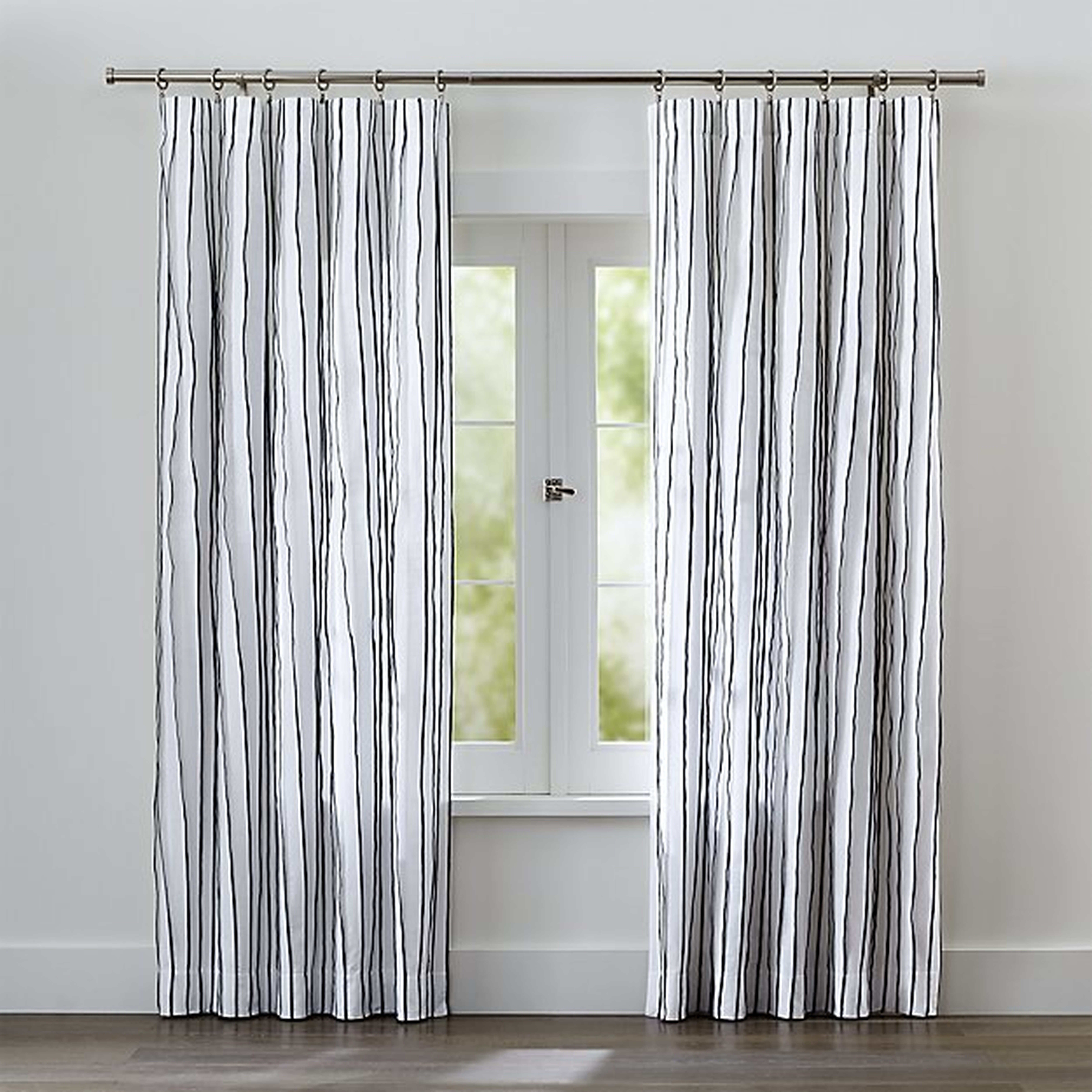 Kendal Striped Curtain Panel - Blue, 84"L - Crate and Barrel