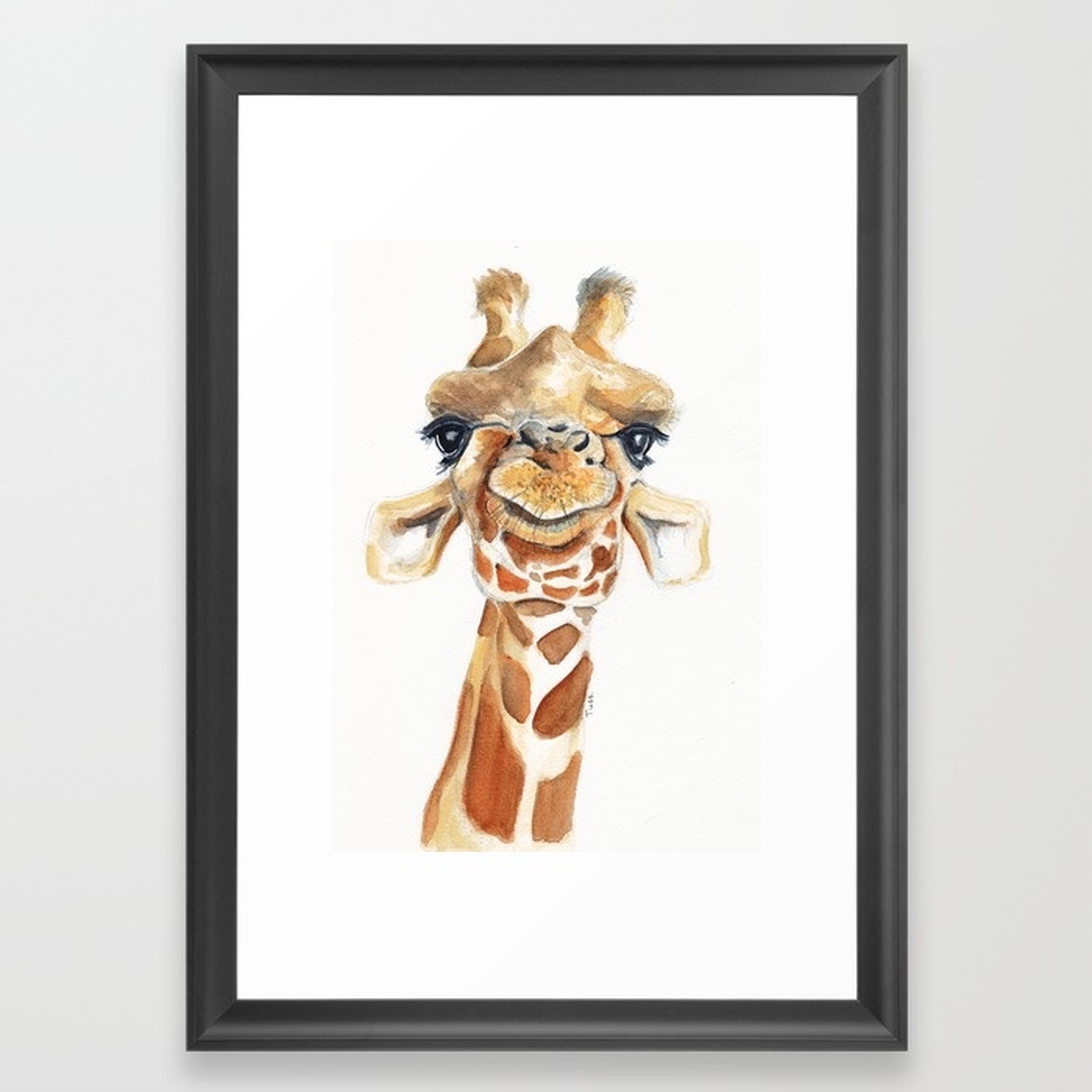 Giraffe-15" X 21"-Framed - Society6