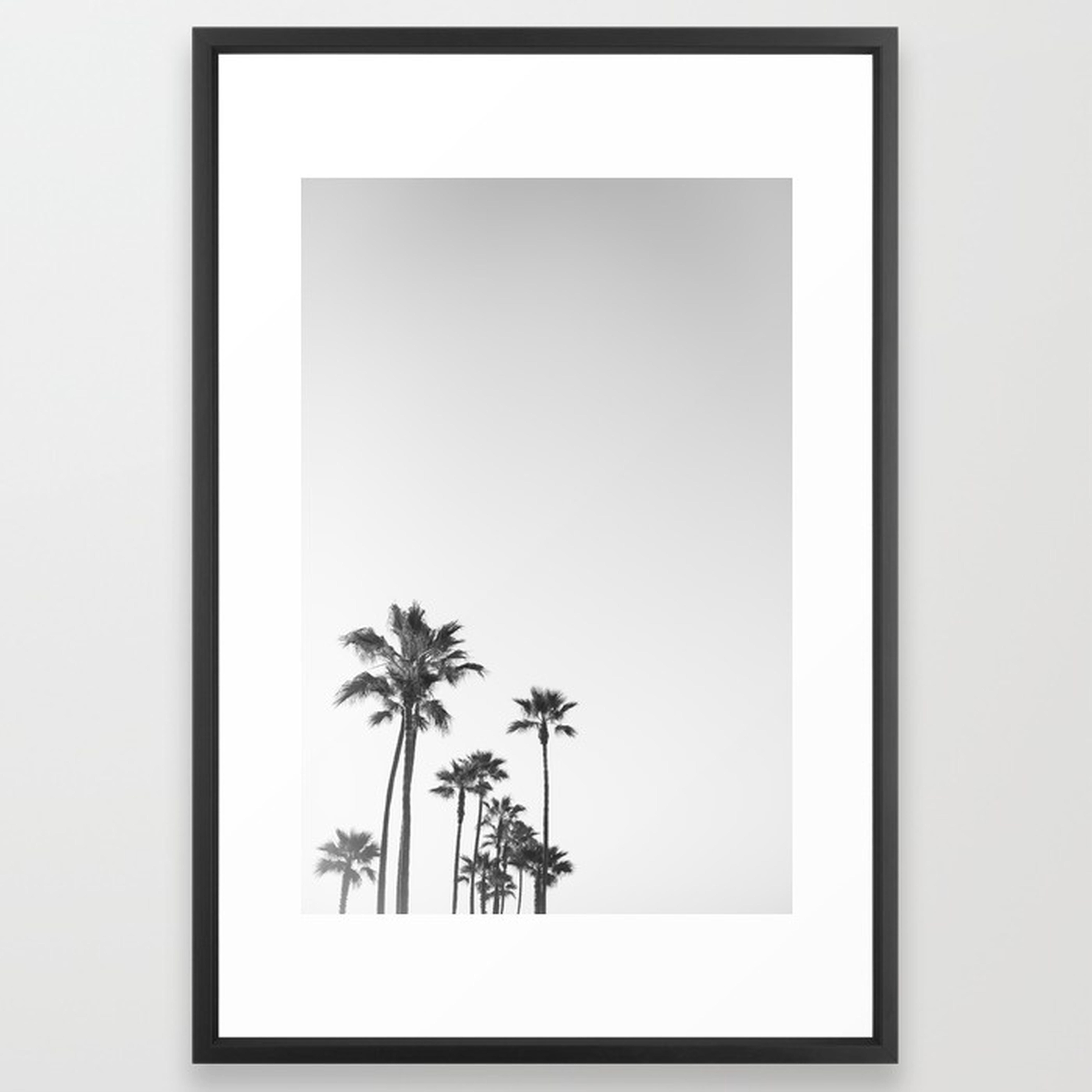 Black and White California Palms Art Print - 26" x 38" - Vector Black Frame with Mat - Society6