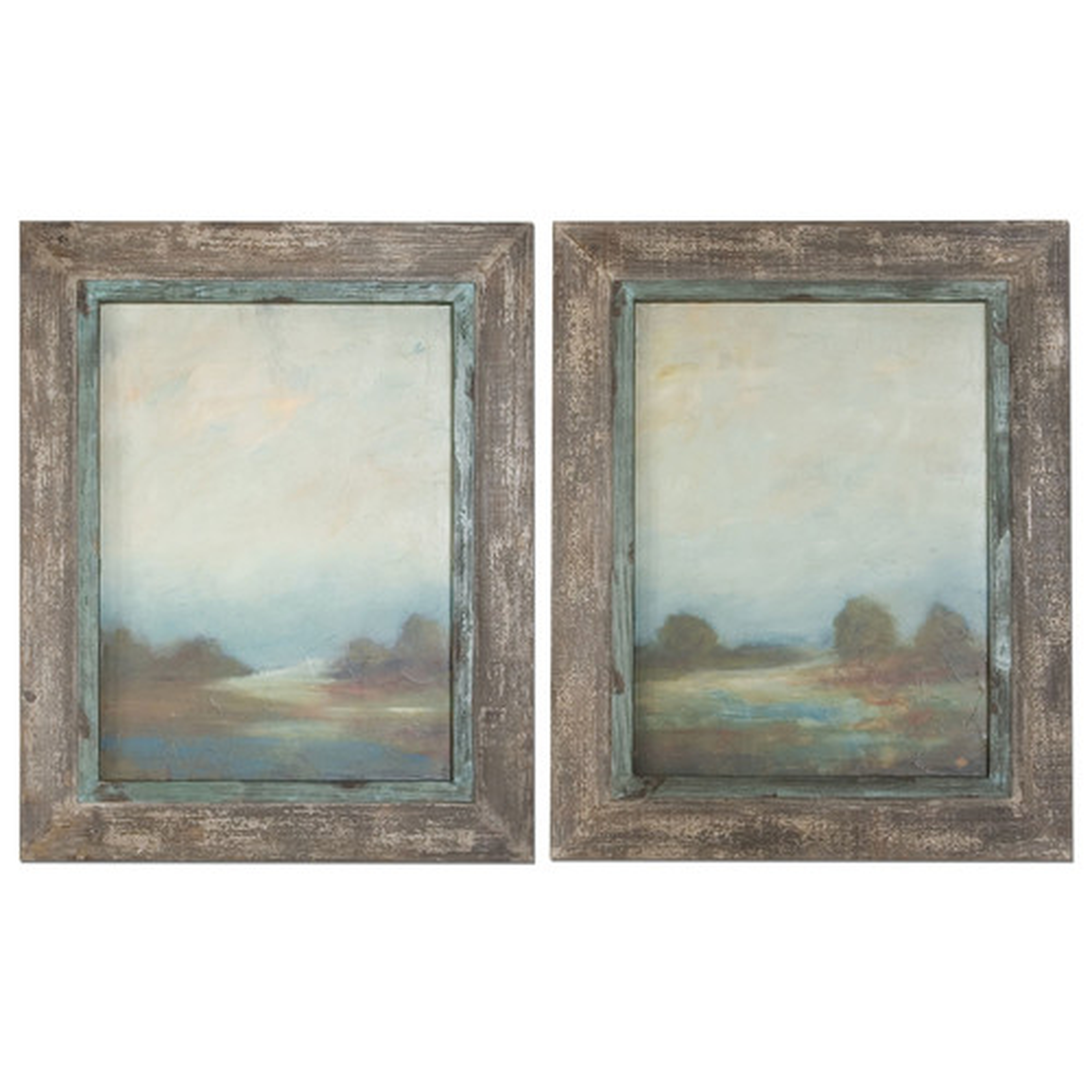 Morning Vistas 2 Piece Framed Original Painting Set- 31.13" H x 50" W x 1.5" D- Framed - Hudsonhill Foundry