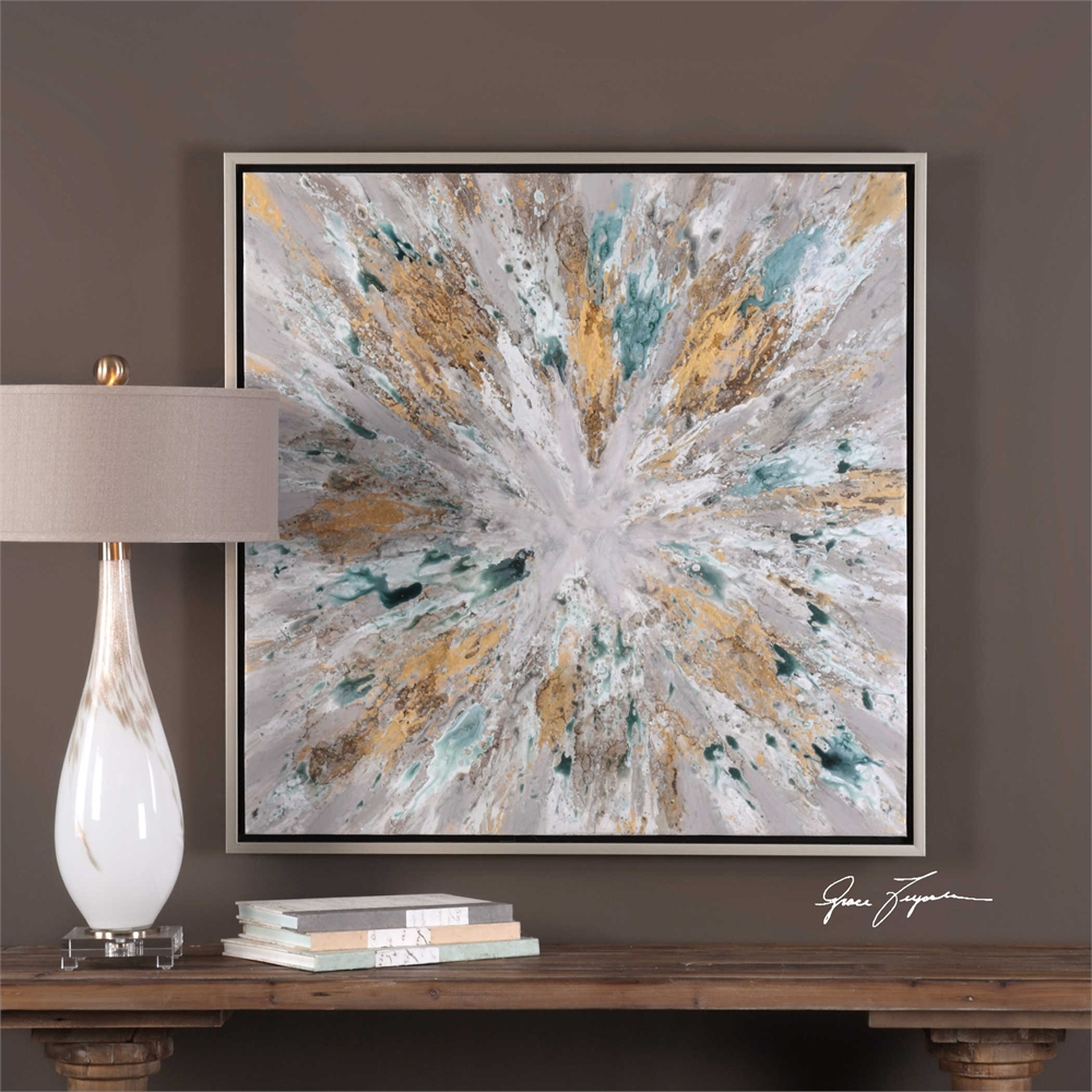Exploding Star - 40 W X 40 H X 2 D (in) - Framed - no mat - Uttermost