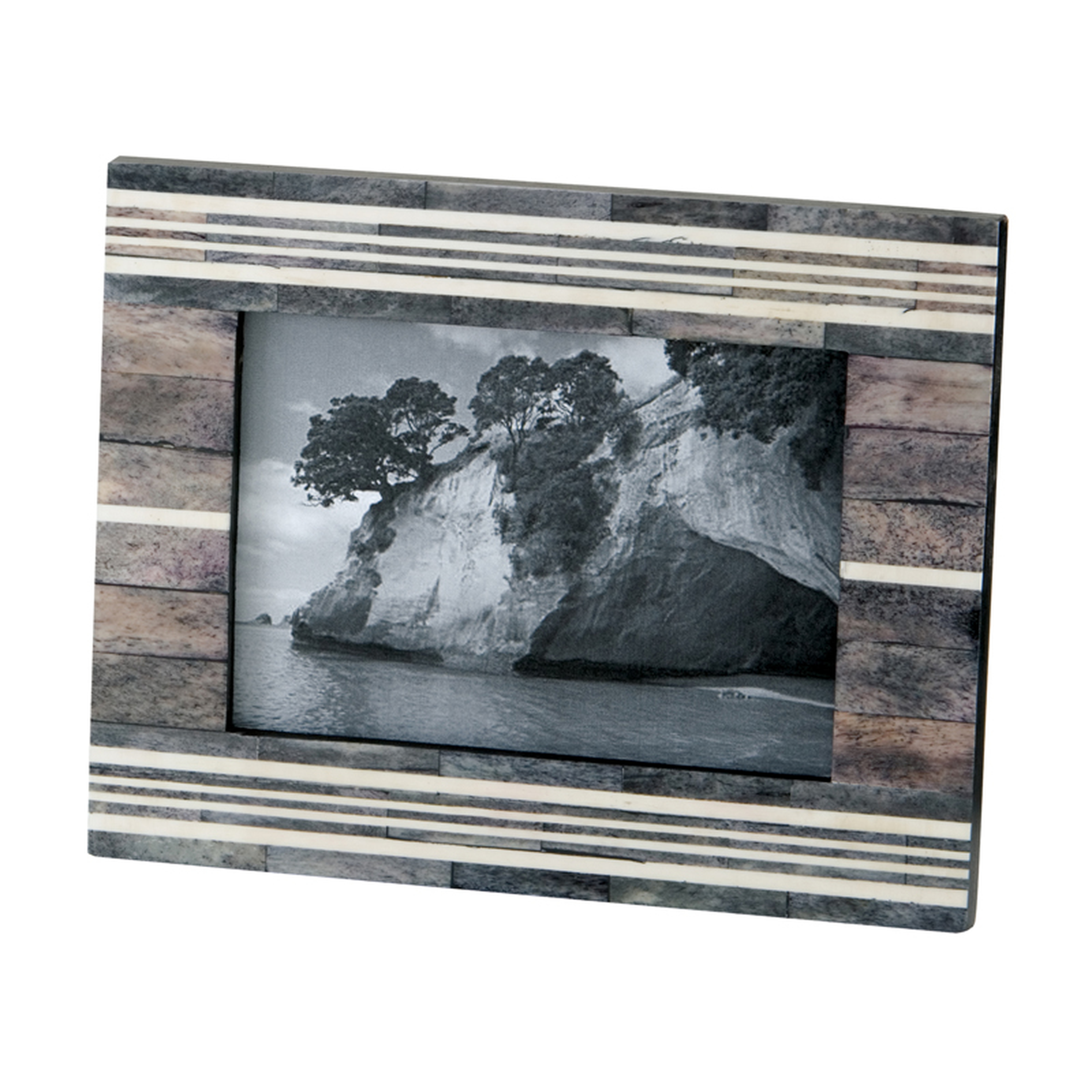 Gray & White Horn & Bone Frame 4x6 - Elk Home