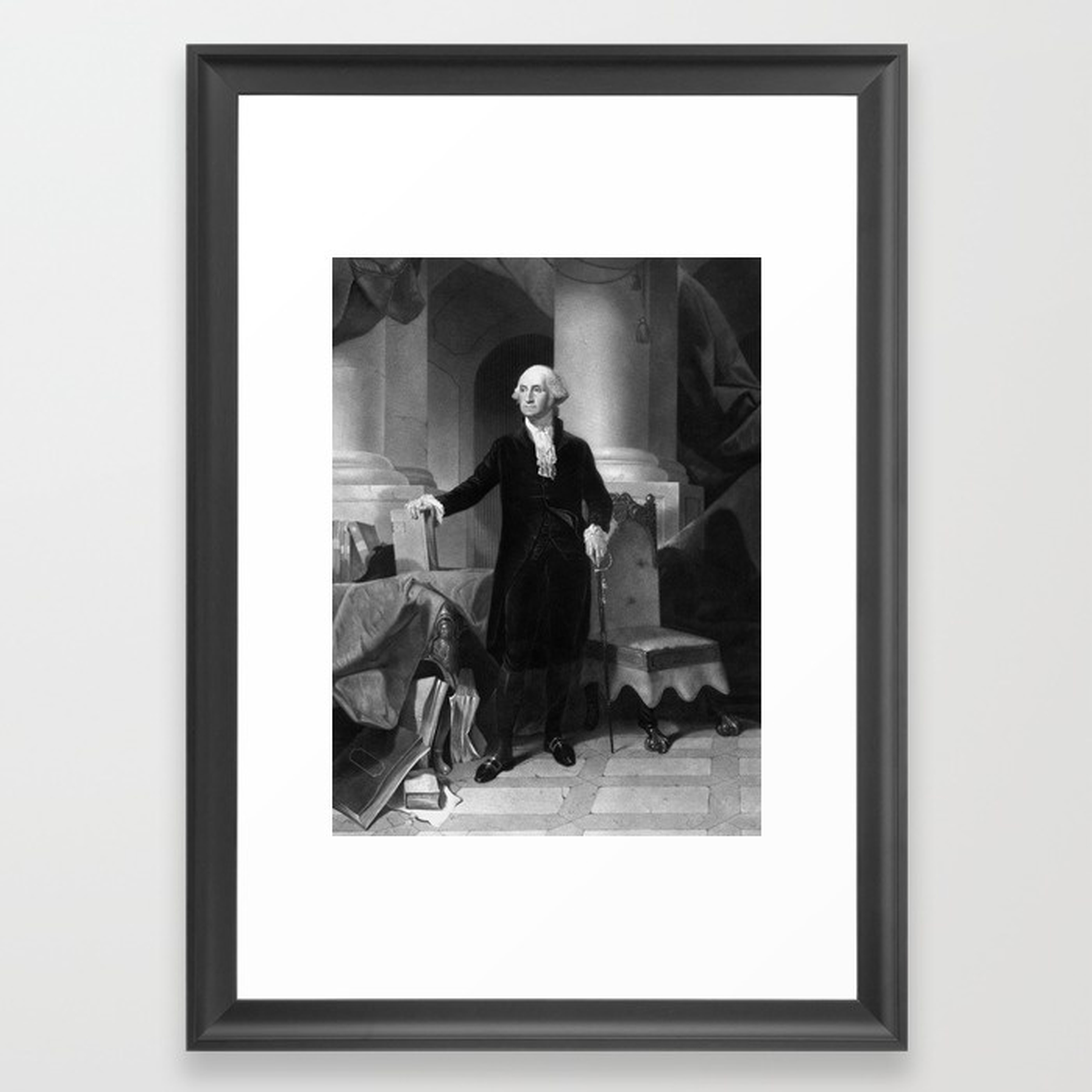 President George Washington-FRAMED ART PRINT/ SCOOP BLACK SMALL (15" X 21") - Society6