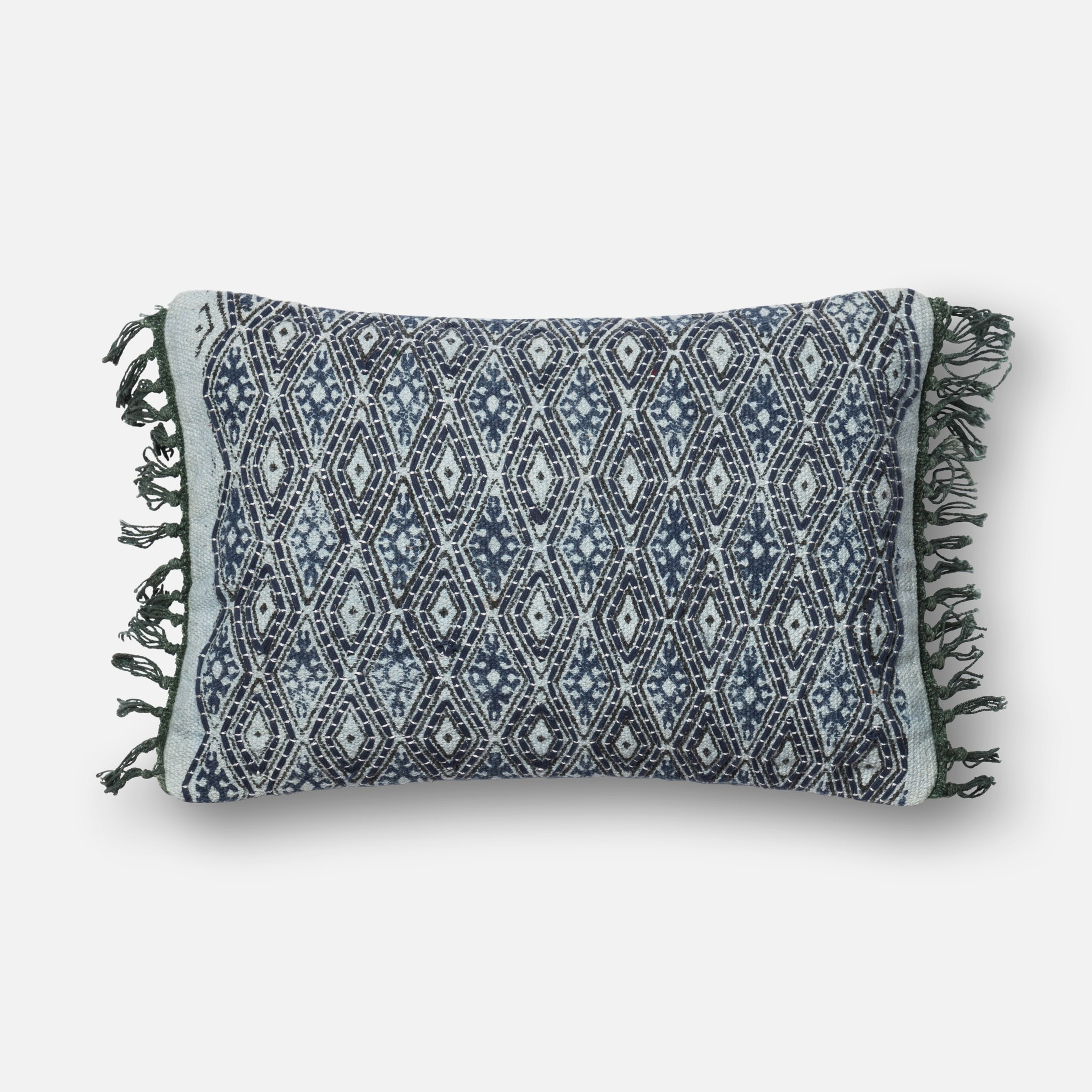 P0407 BLUE / GREY Pillow - 13" x 21" with Down Insert - Loloi Rugs