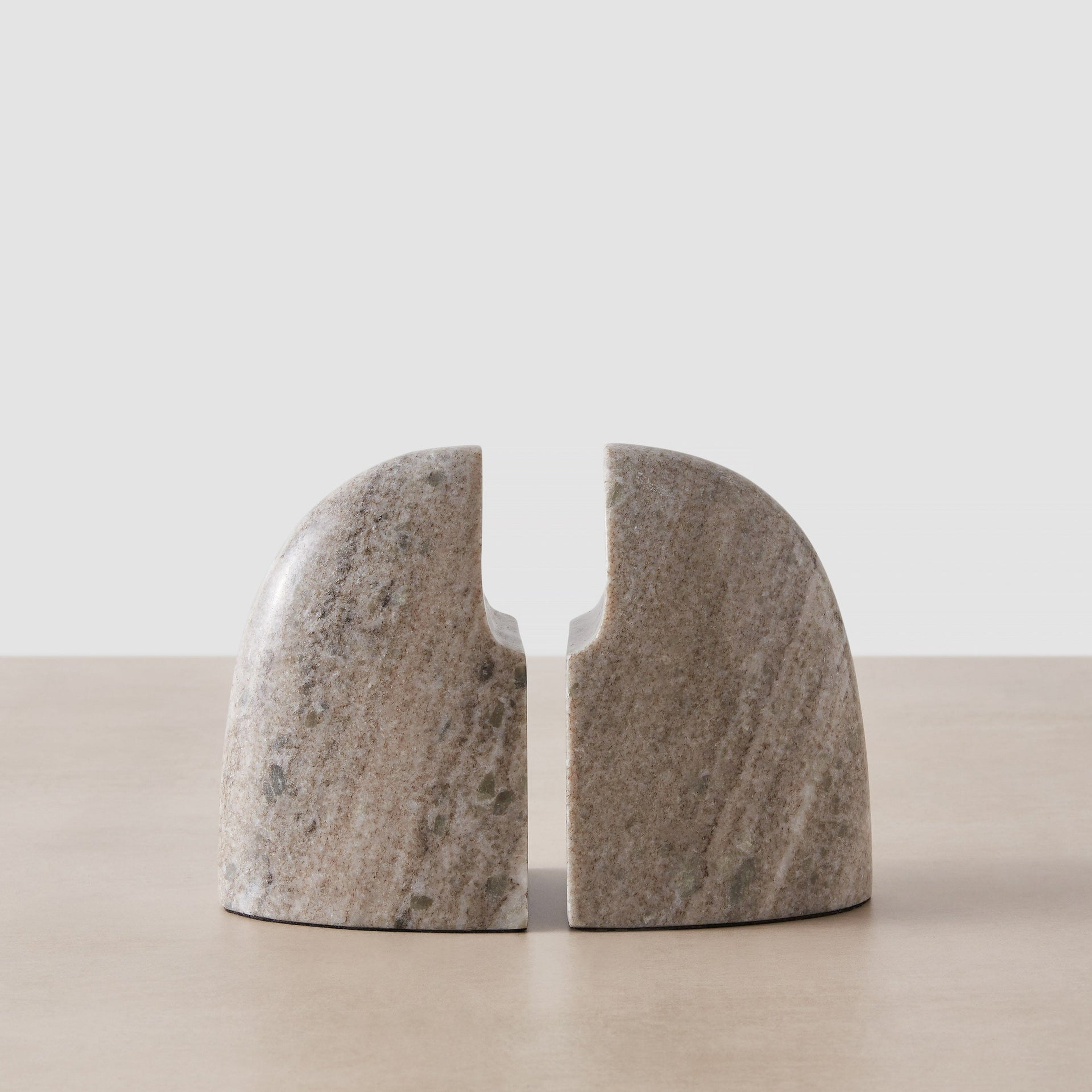 The Citizenry Anima Marble Bookends Set of 2 | Tan/Beige - The Citizenry