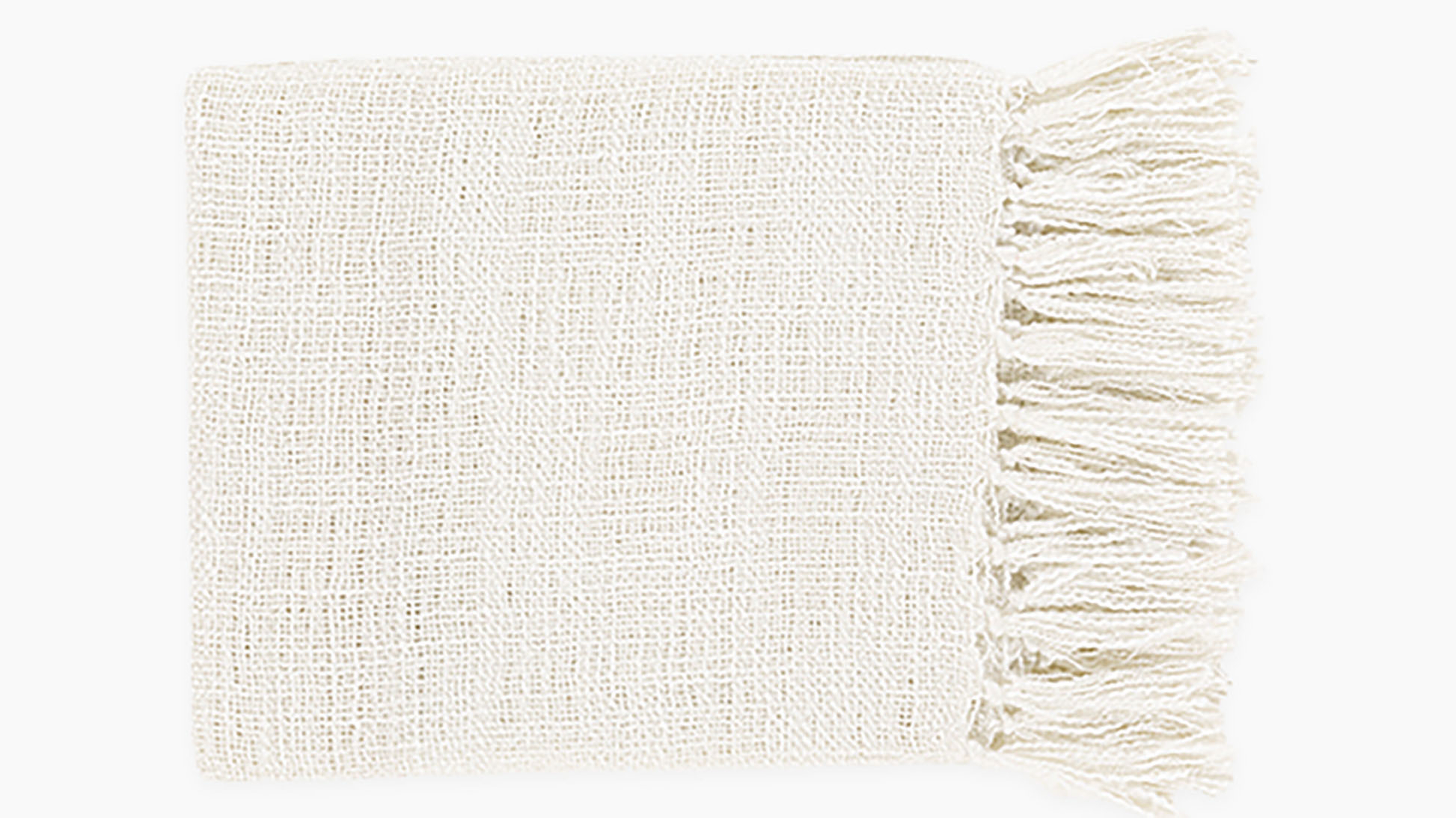 Fringe Throw Blanket, White - The Inside