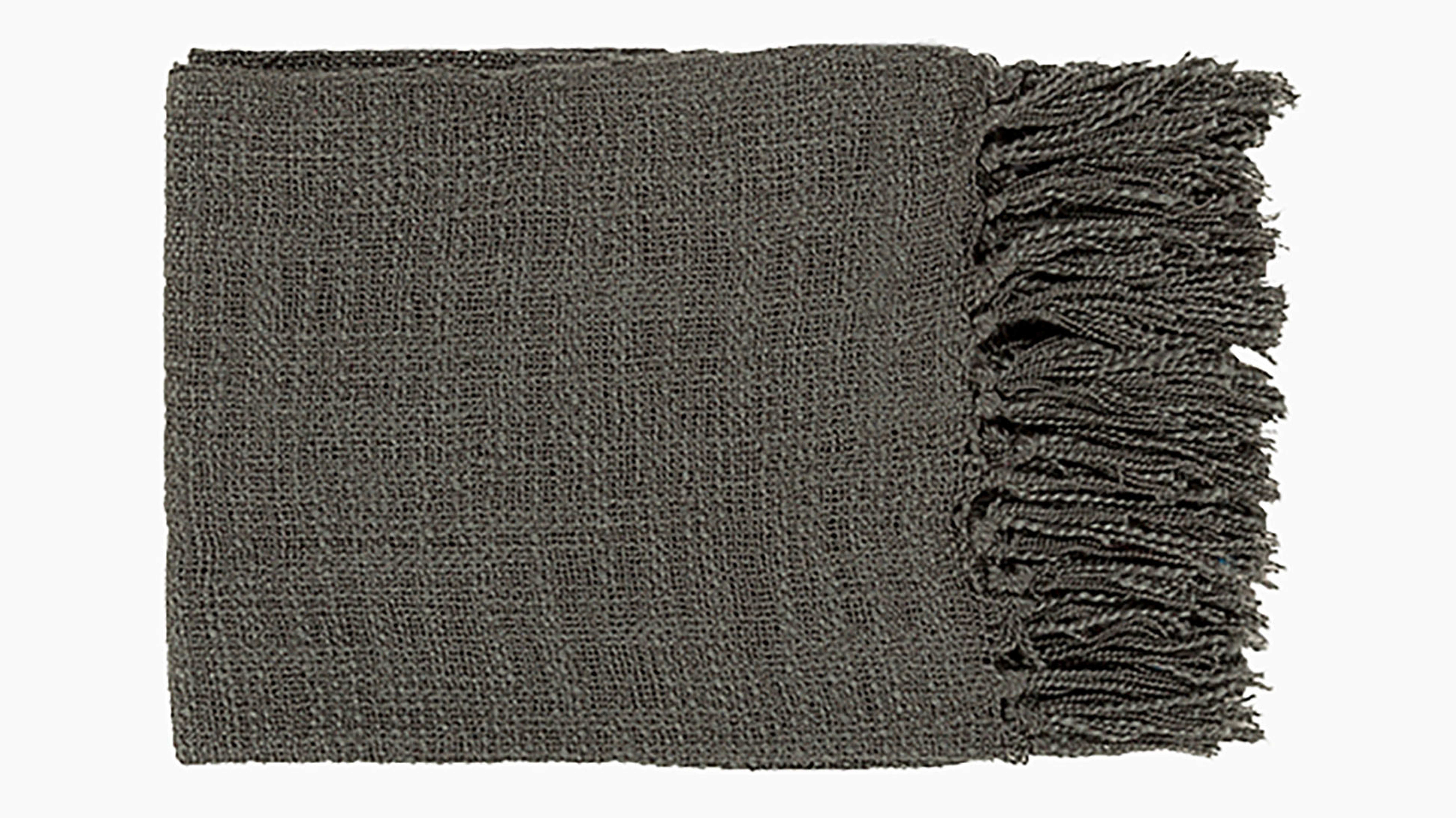 Fringe Throw Blanket, Charcoal - The Inside