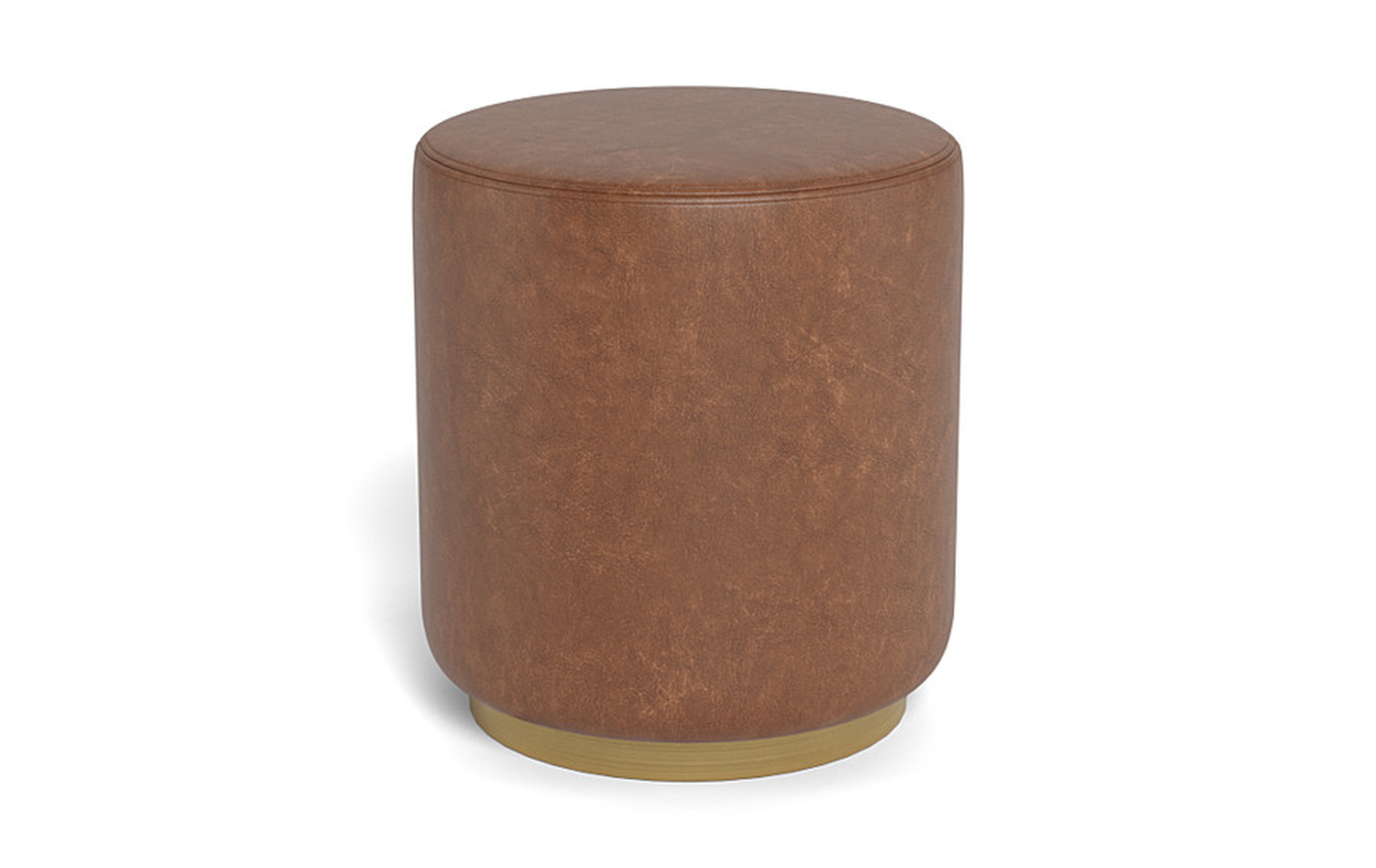Fae Leather Small Round Ottoman - Interior Define