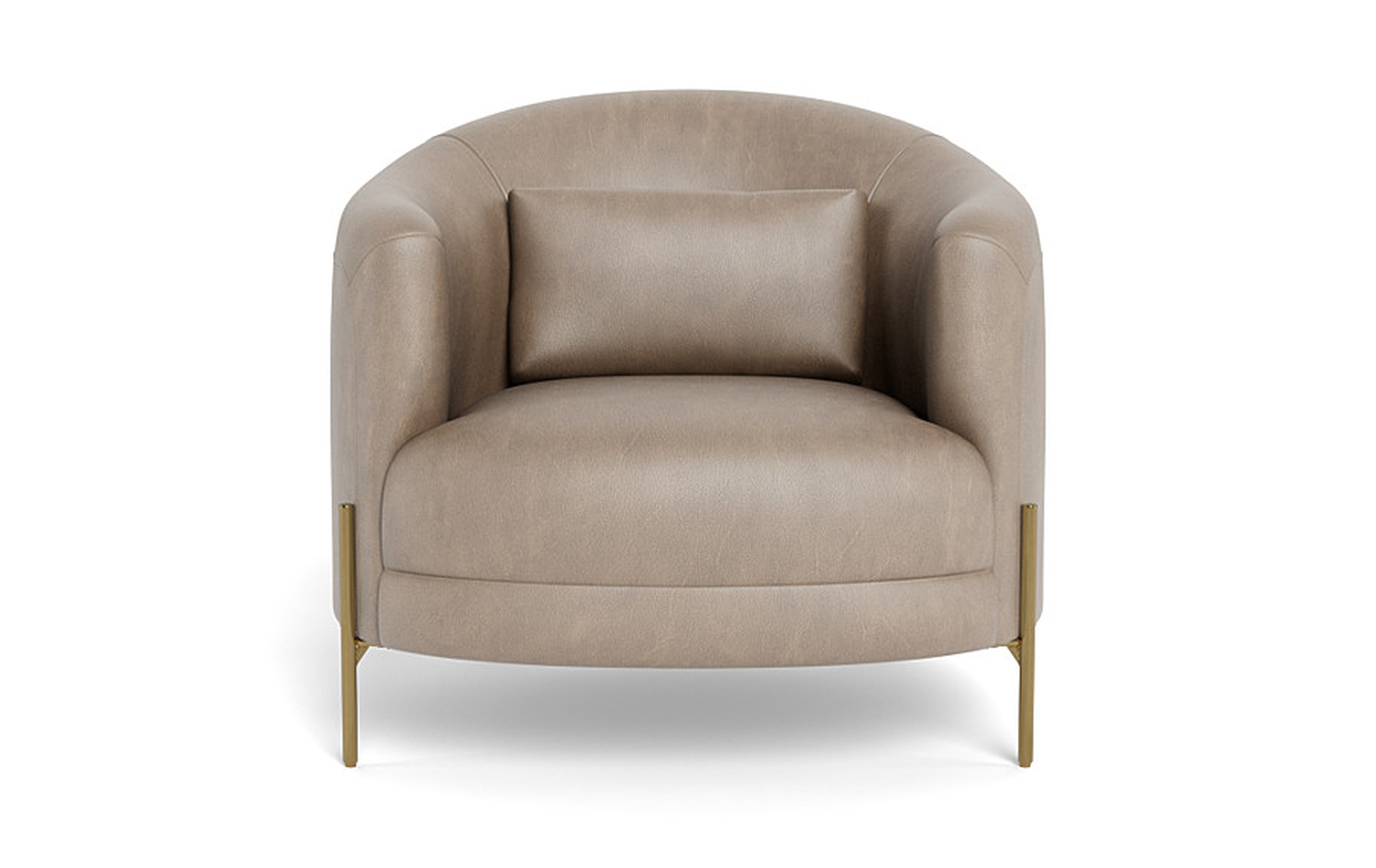 Fiona Leather Accent Chair - Fossil - Matte Brass Leg - Interior Define