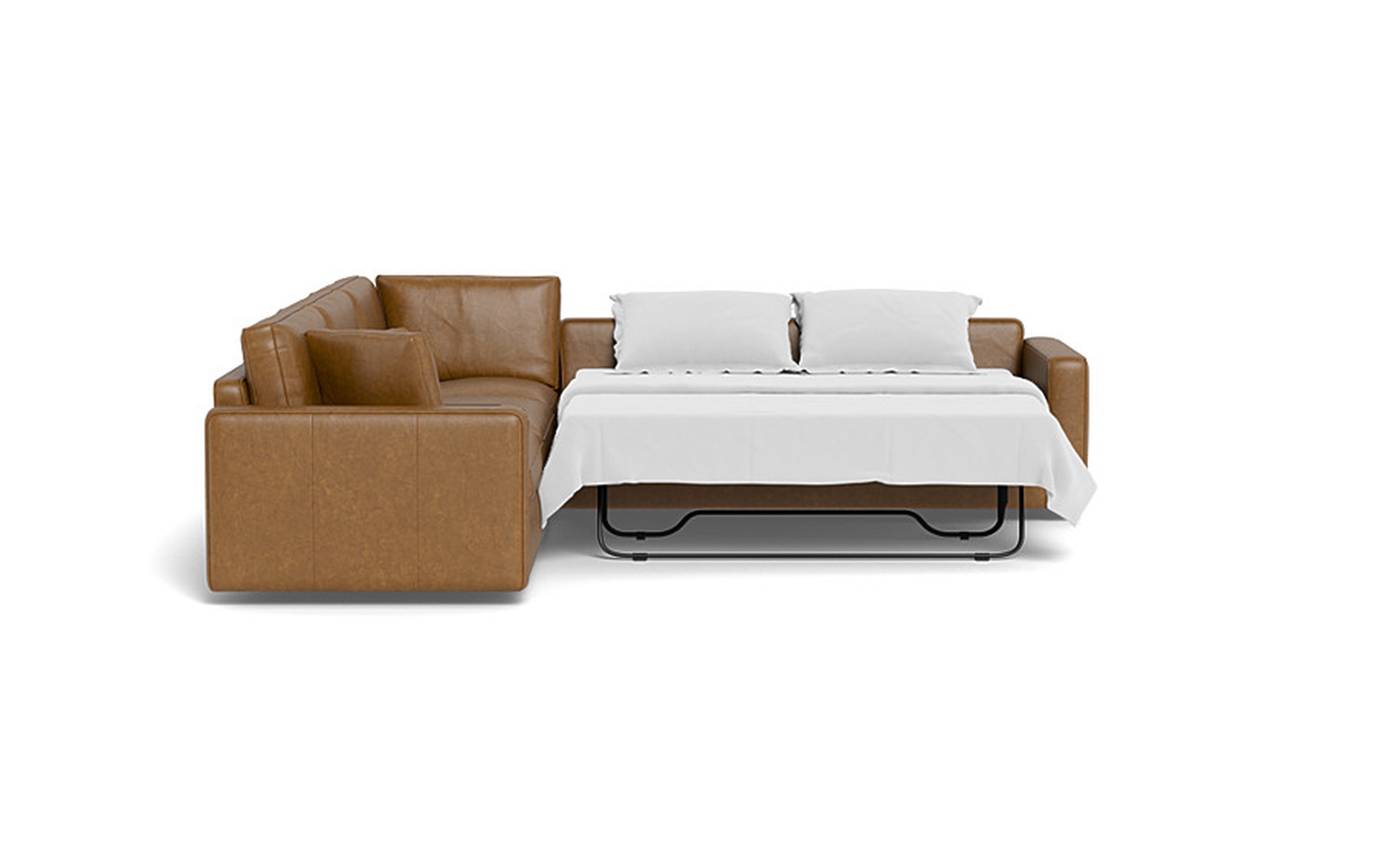 James 3-Piece 4-Seat Leather Corner Right Sleeper Sectional - Interior Define