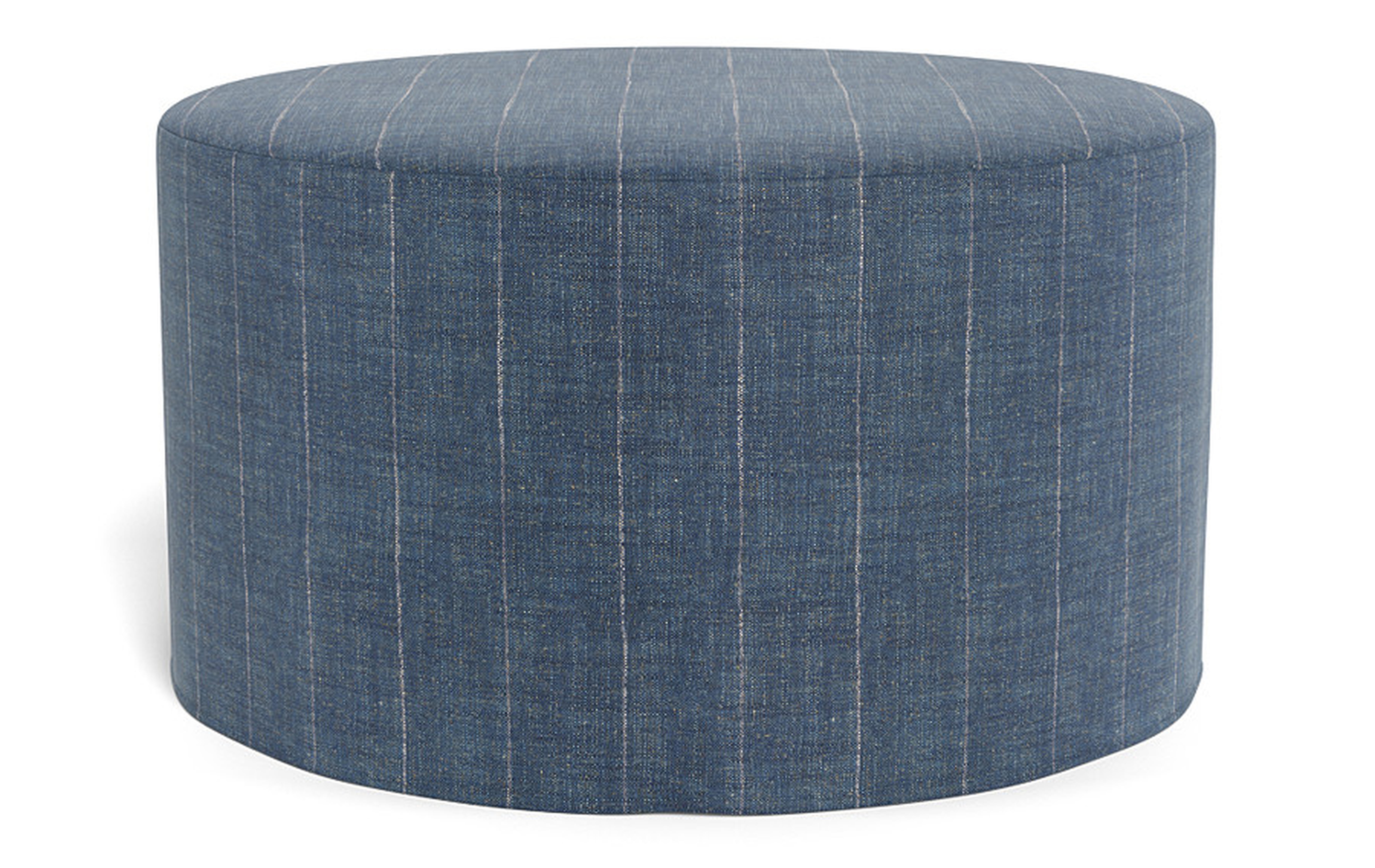 Dixon Slipcovered Round Ottoman - Interior Define