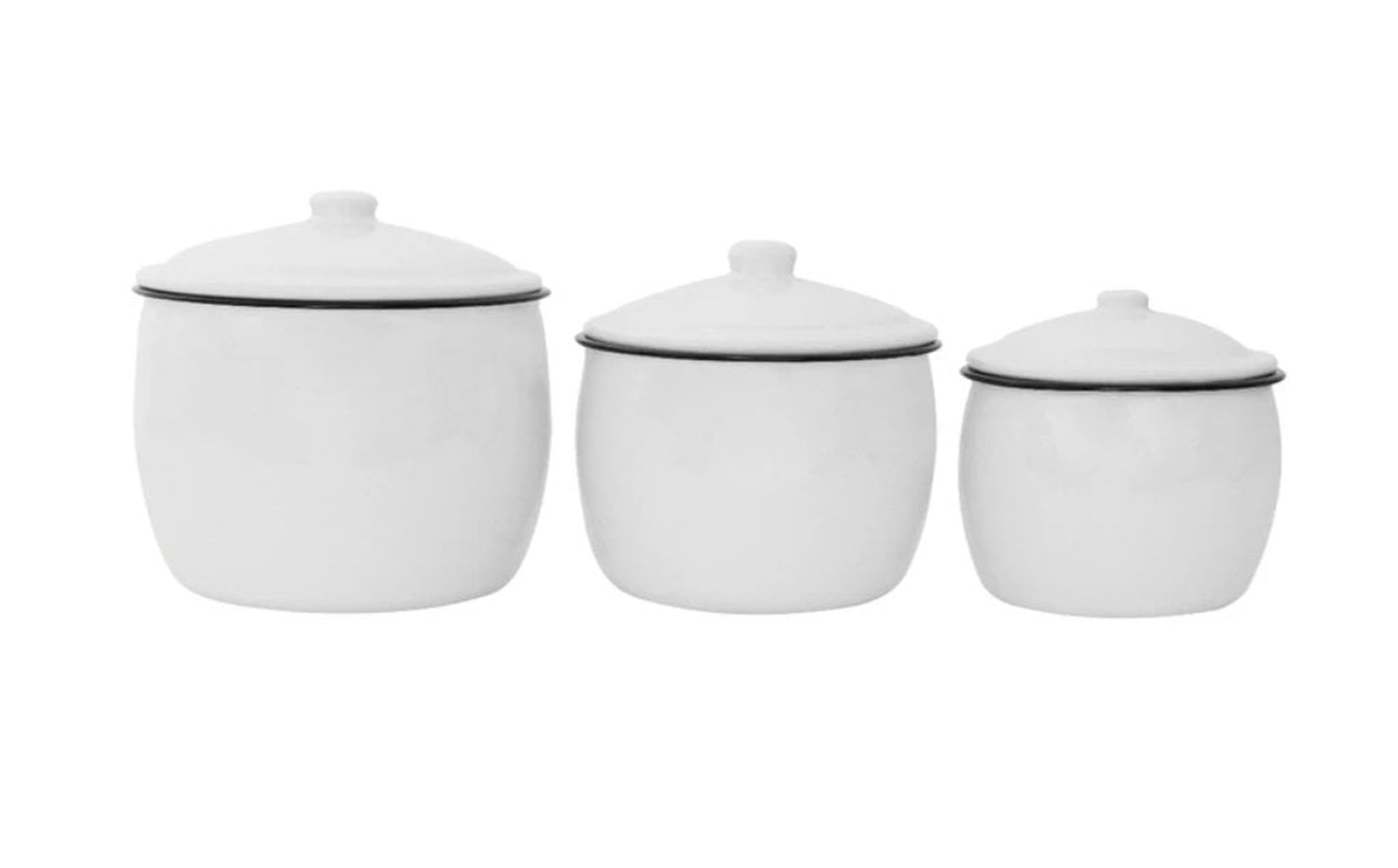 ENAMELED WHITE CANISTERS (SET OF 3) - McGee & Co.