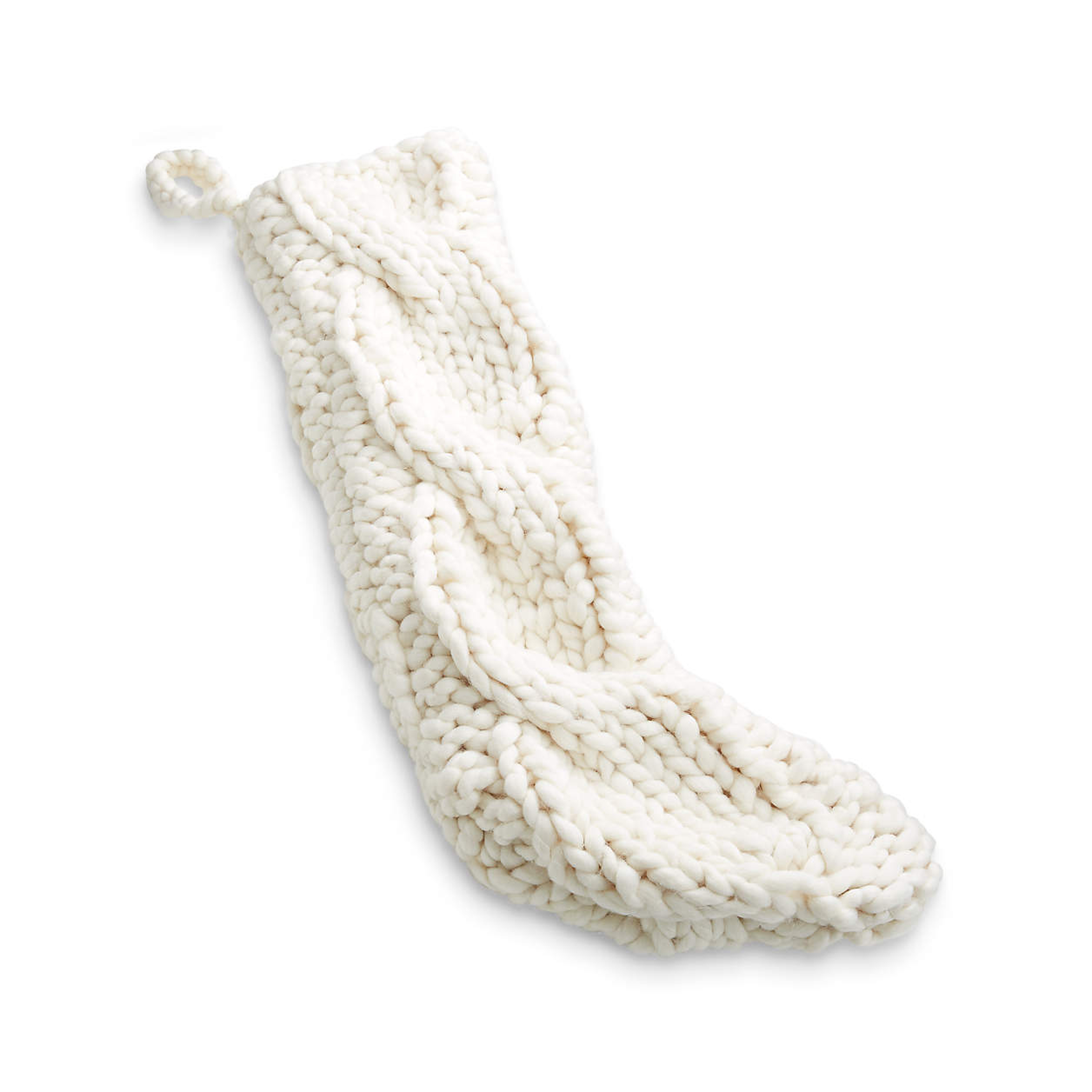 Cozy Ivory Cable Knit Christmas Stocking - Crate and Barrel