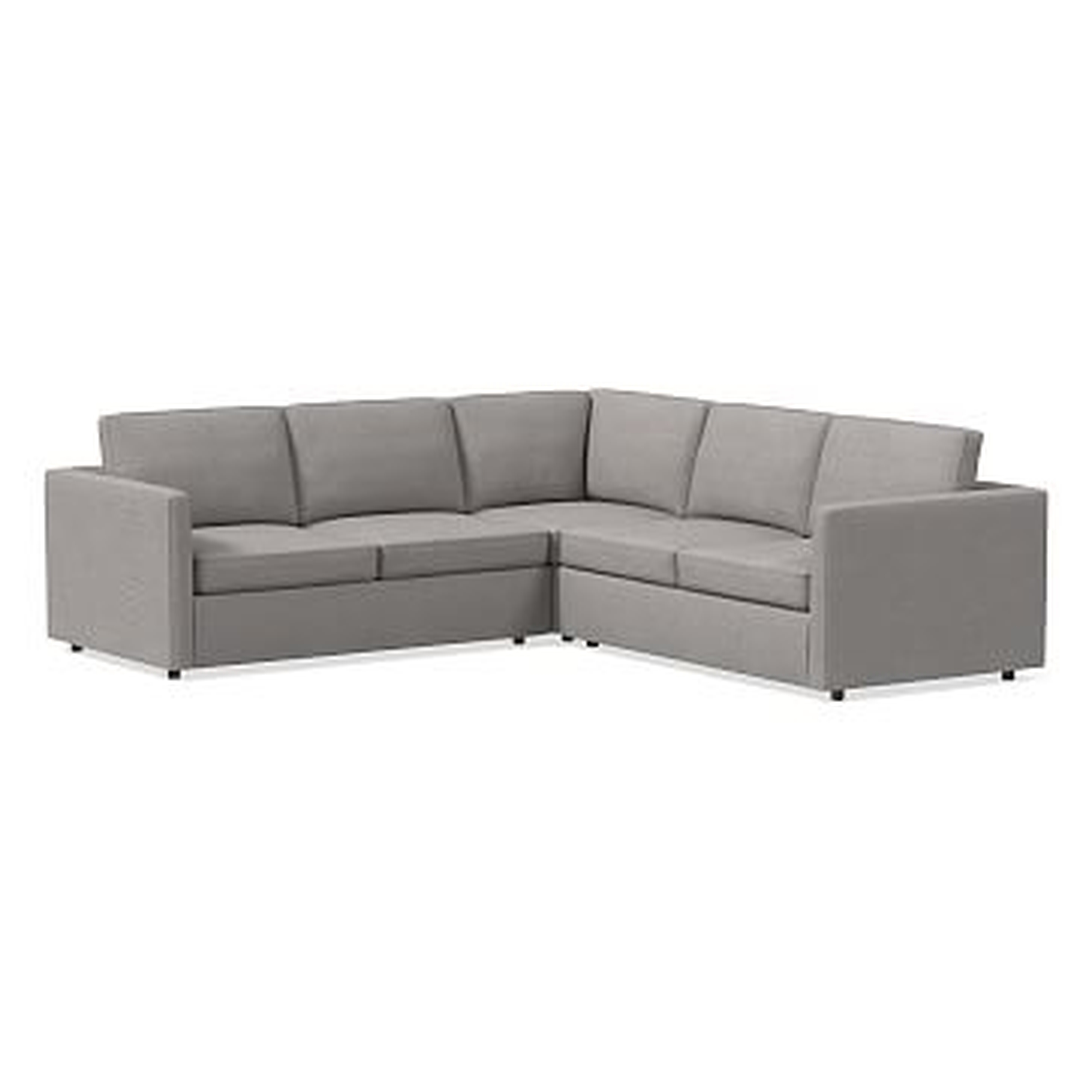 Harris Sectional Set 13: Left Arm 65" Sofa, Corner, Right Arm 65" Sofa, Poly, Heathered Tweed, Cement, - West Elm