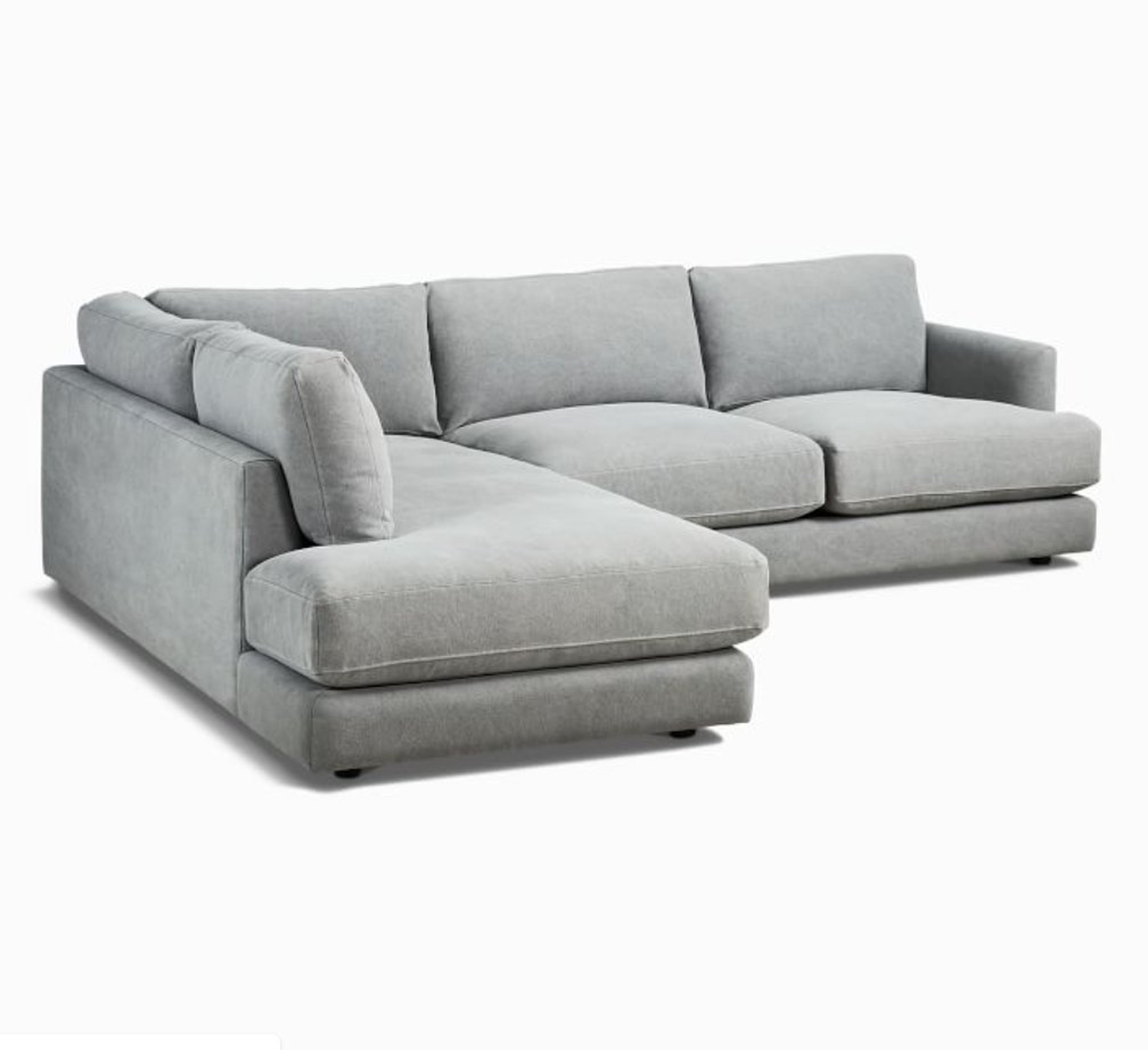 Haven 2-Piece Terminal Chaise Sectional, Left 2-piece Terminal Chaise Sectional, PERFORMANCE FABRIC Washed Canvas, Feather Gray - West Elm