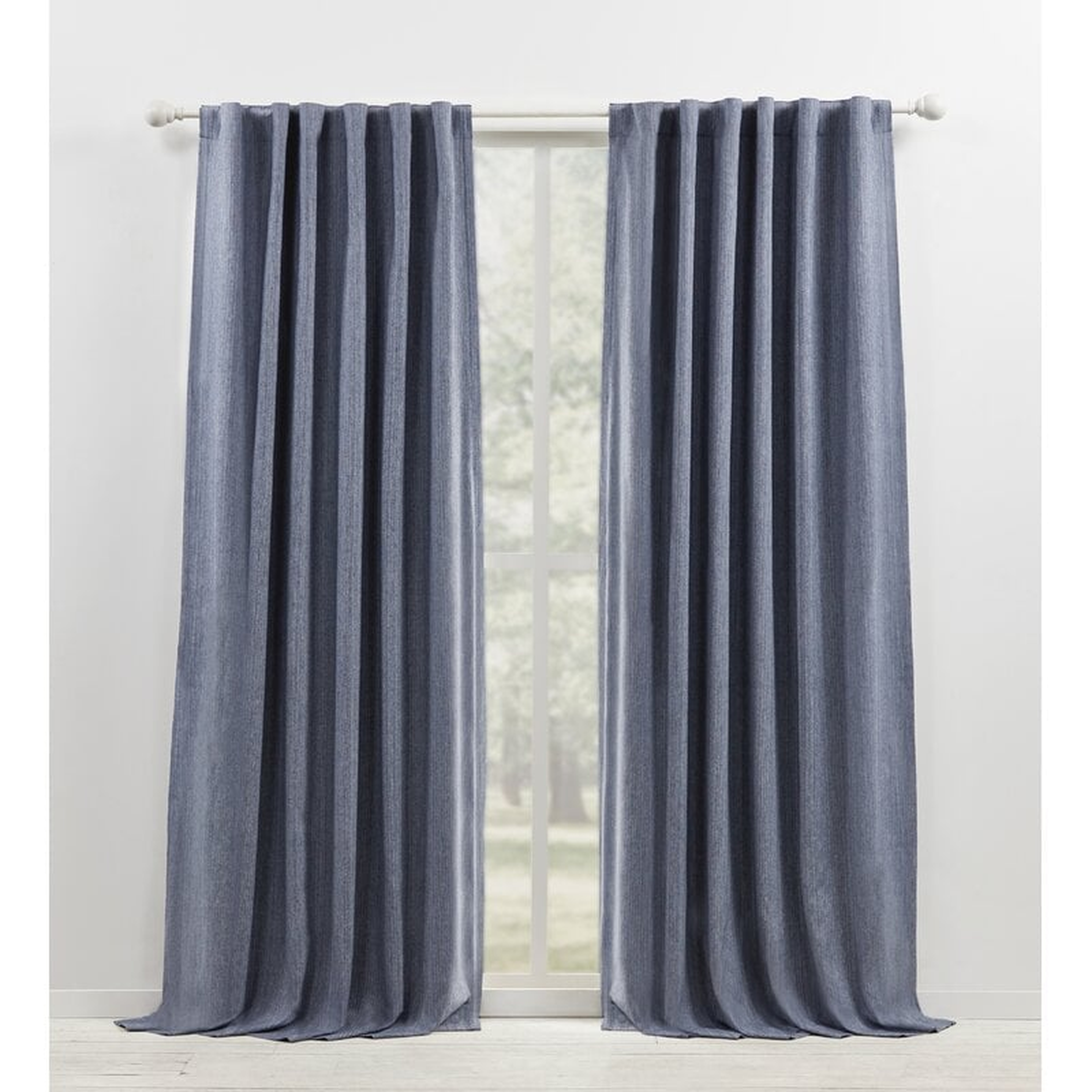 Sallie Blackout Cotton-Linen Blend Curtain Panel Blue - Wayfair