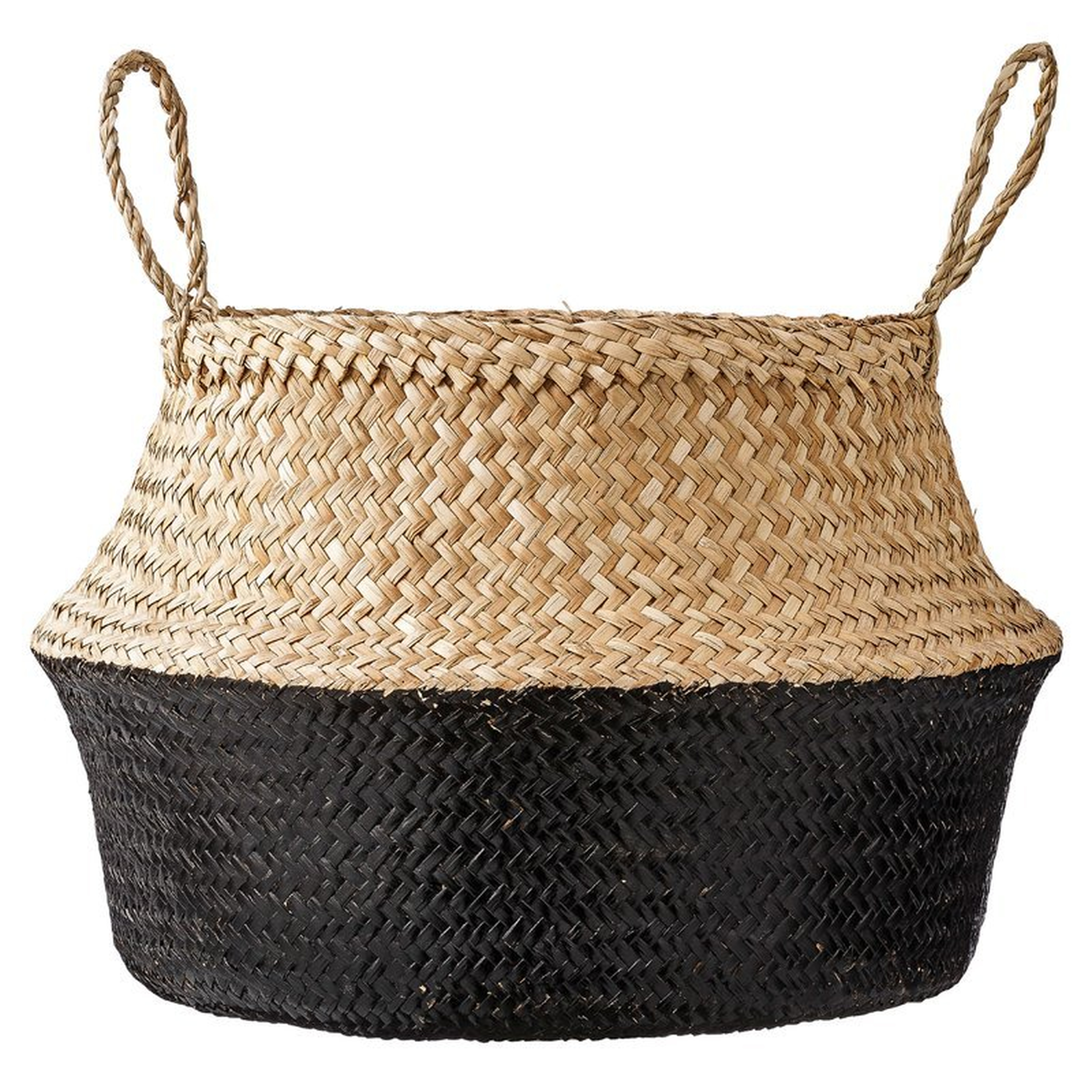 Traditional Seagrass Basket with Handles - Black/Natural - AllModern