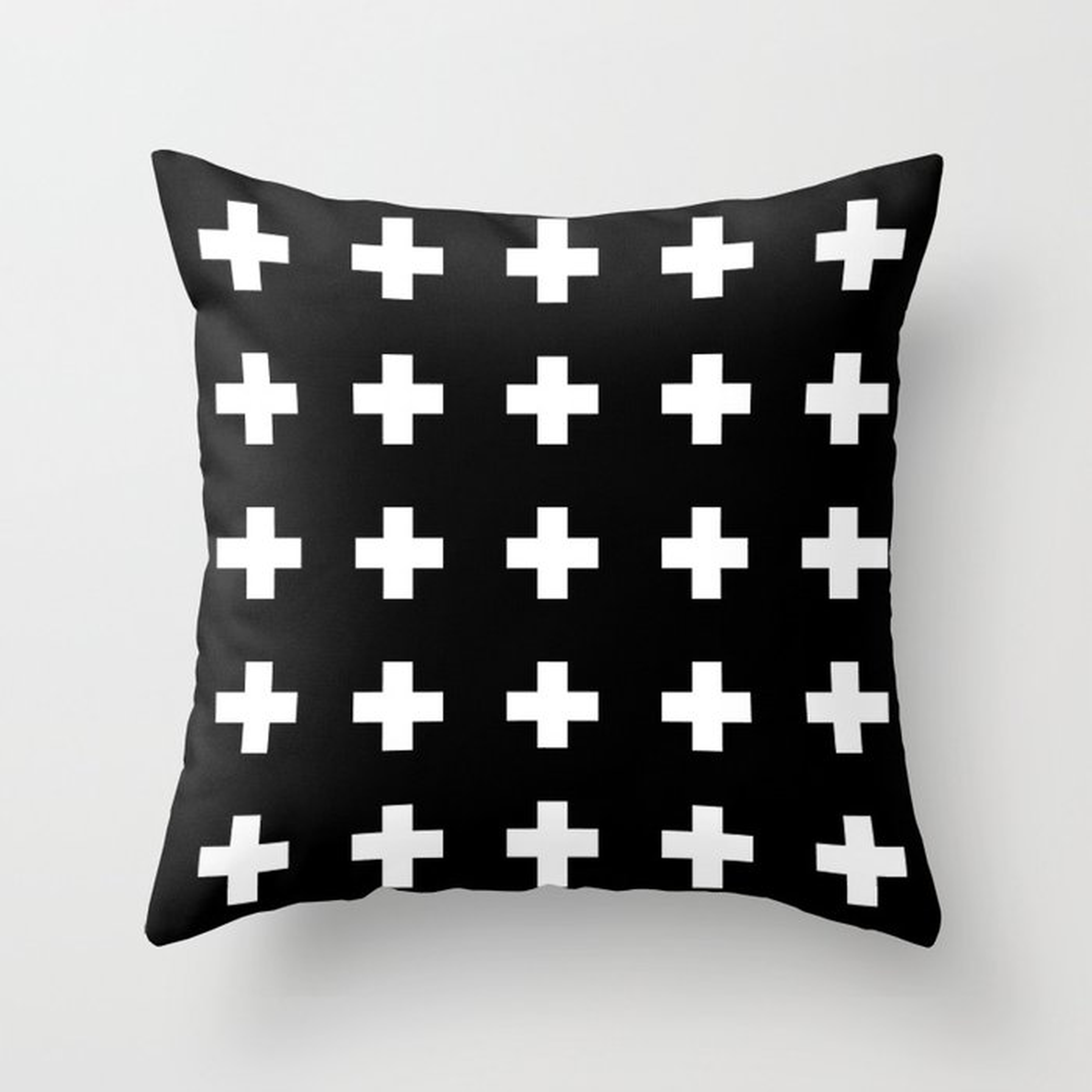 Swiss Cross Black Throw Pillow - Society6