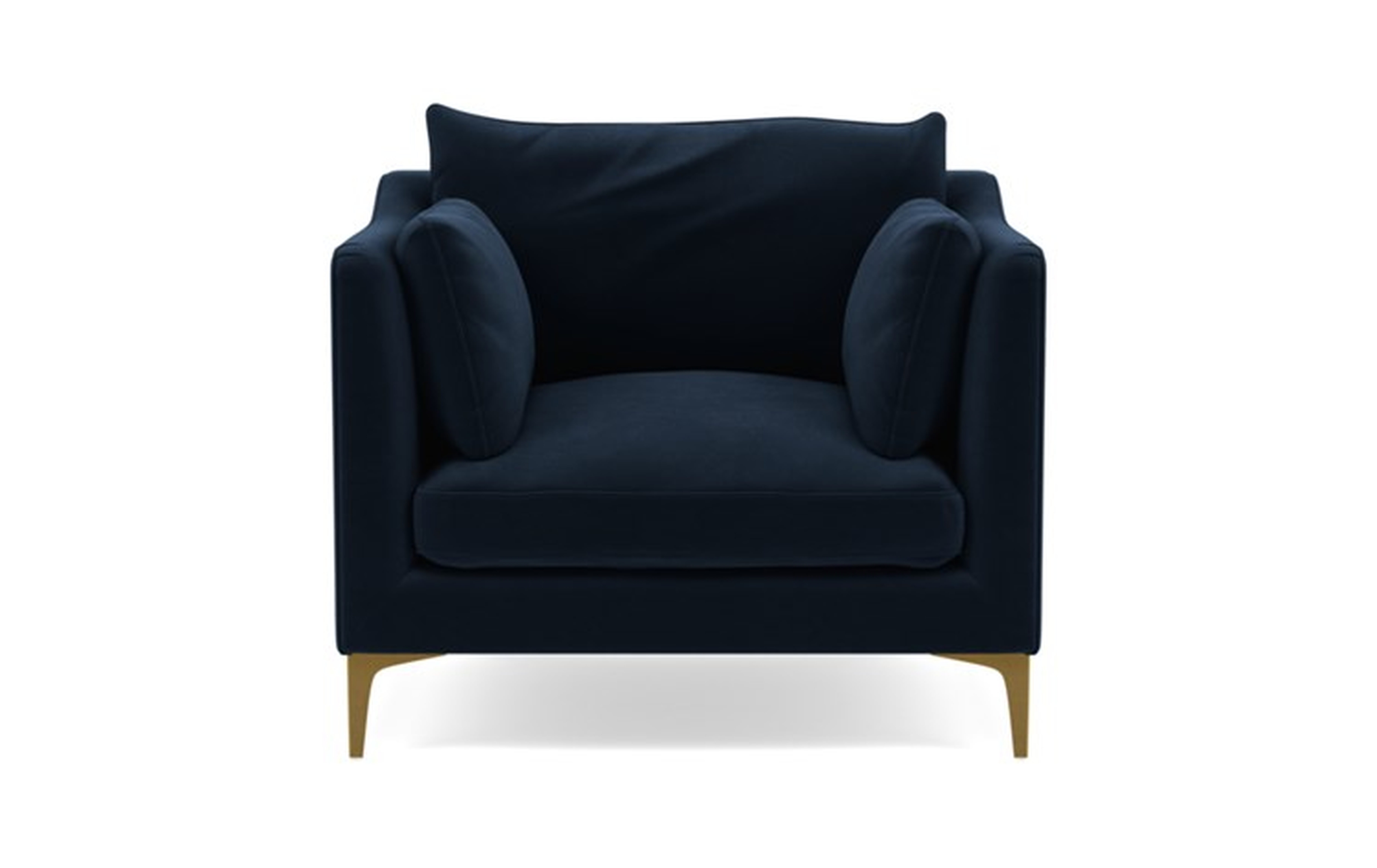 Caitlin by The Everygirl Chairs in Navy Fabric with Brass Plated legs - Interior Define