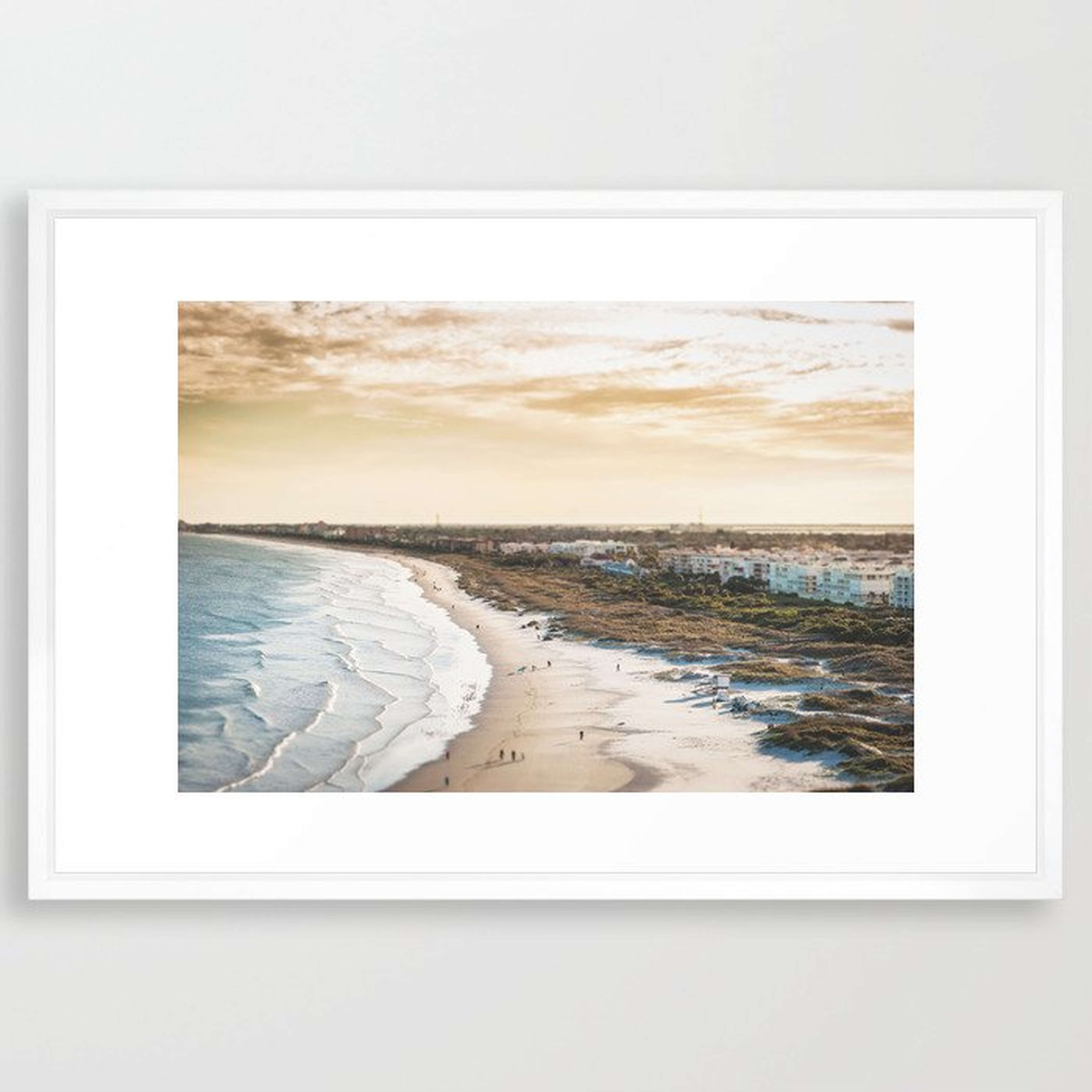 Colorful, Coastal, Airial Beach Sunset Photography, Cali Boho - Scoop white - Society6