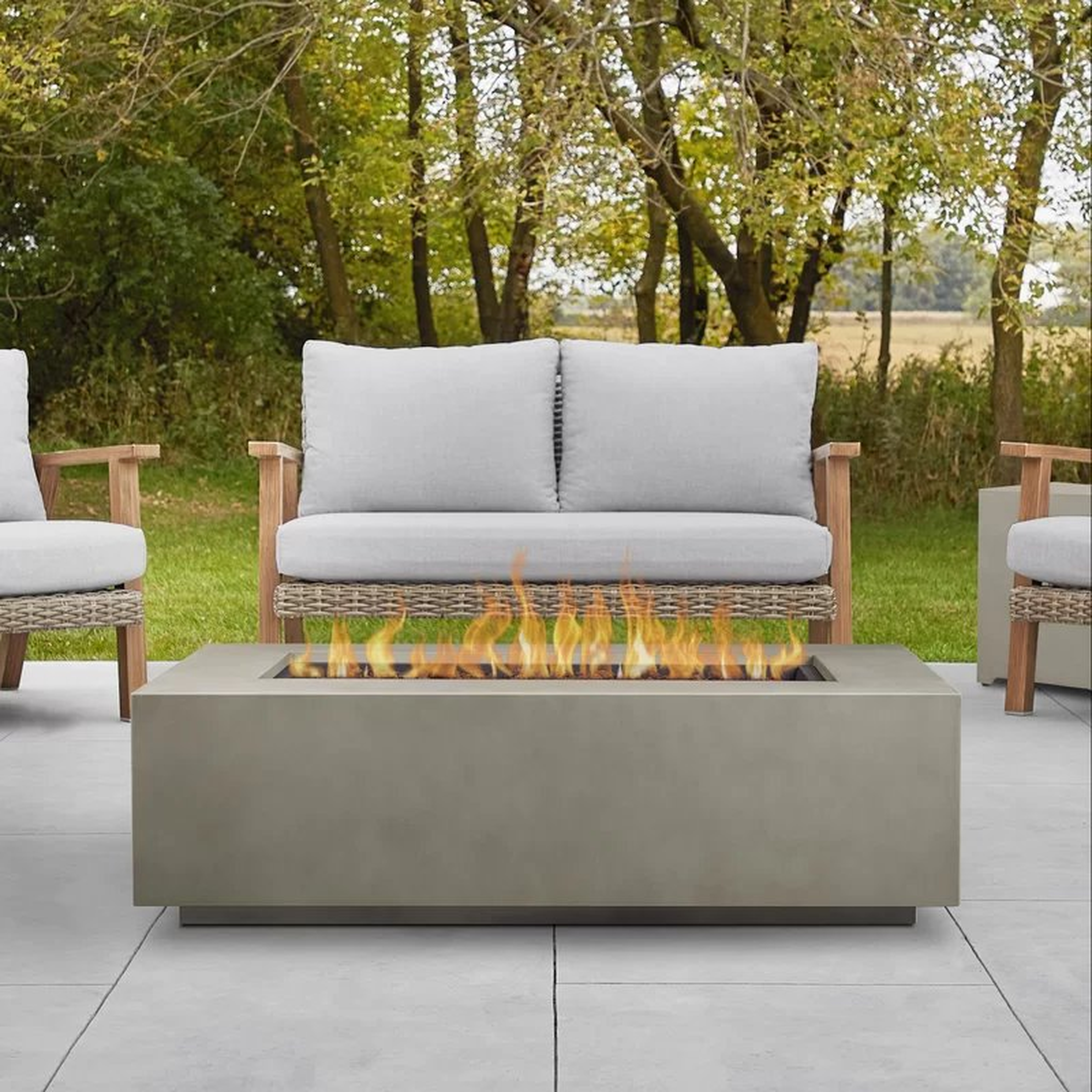 Aegean 15'' H x 50'' W" Steel Outdoor Fire Pit Table with Lid - Wayfair