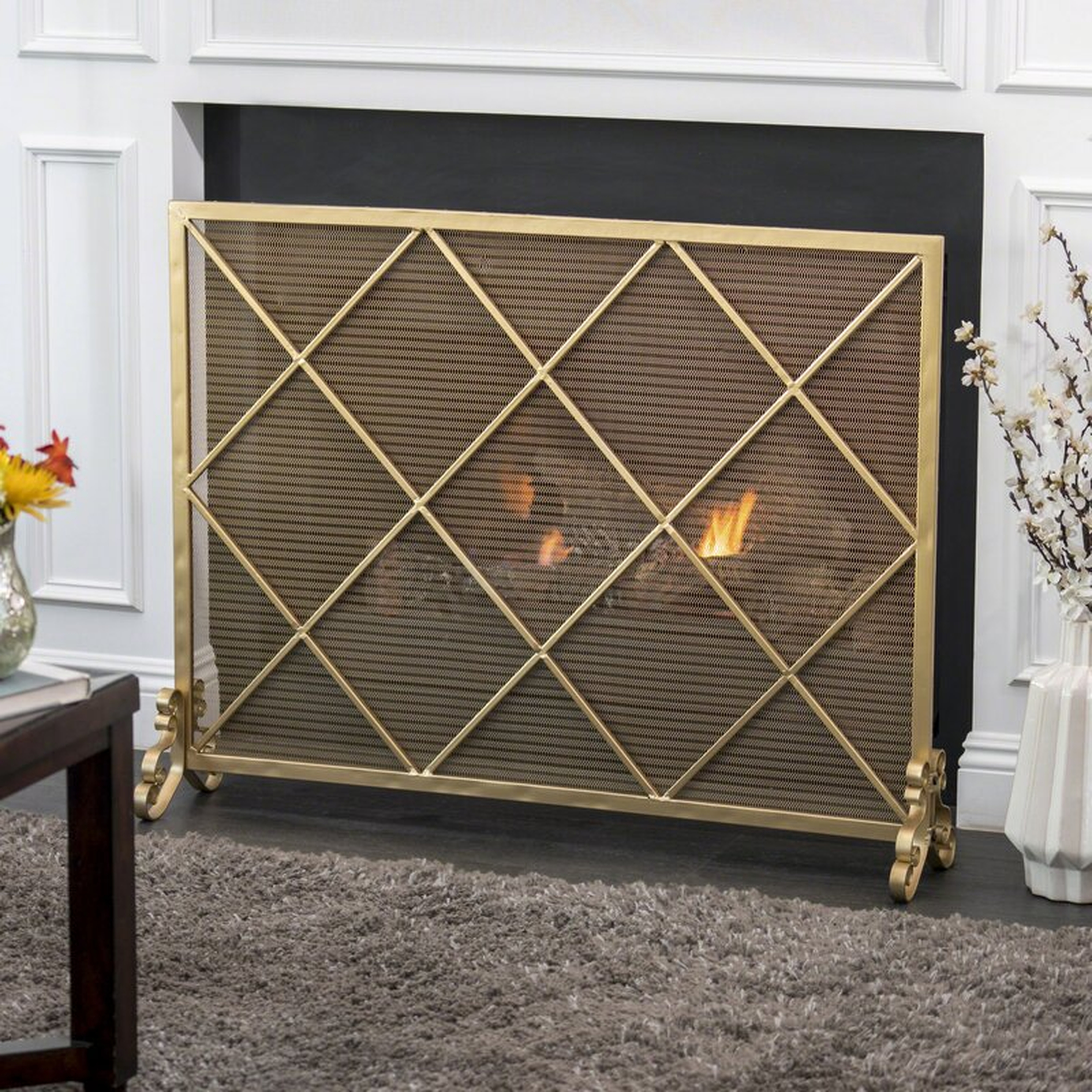 Tepper Single Panel Iron Fireplace Screen - Wayfair