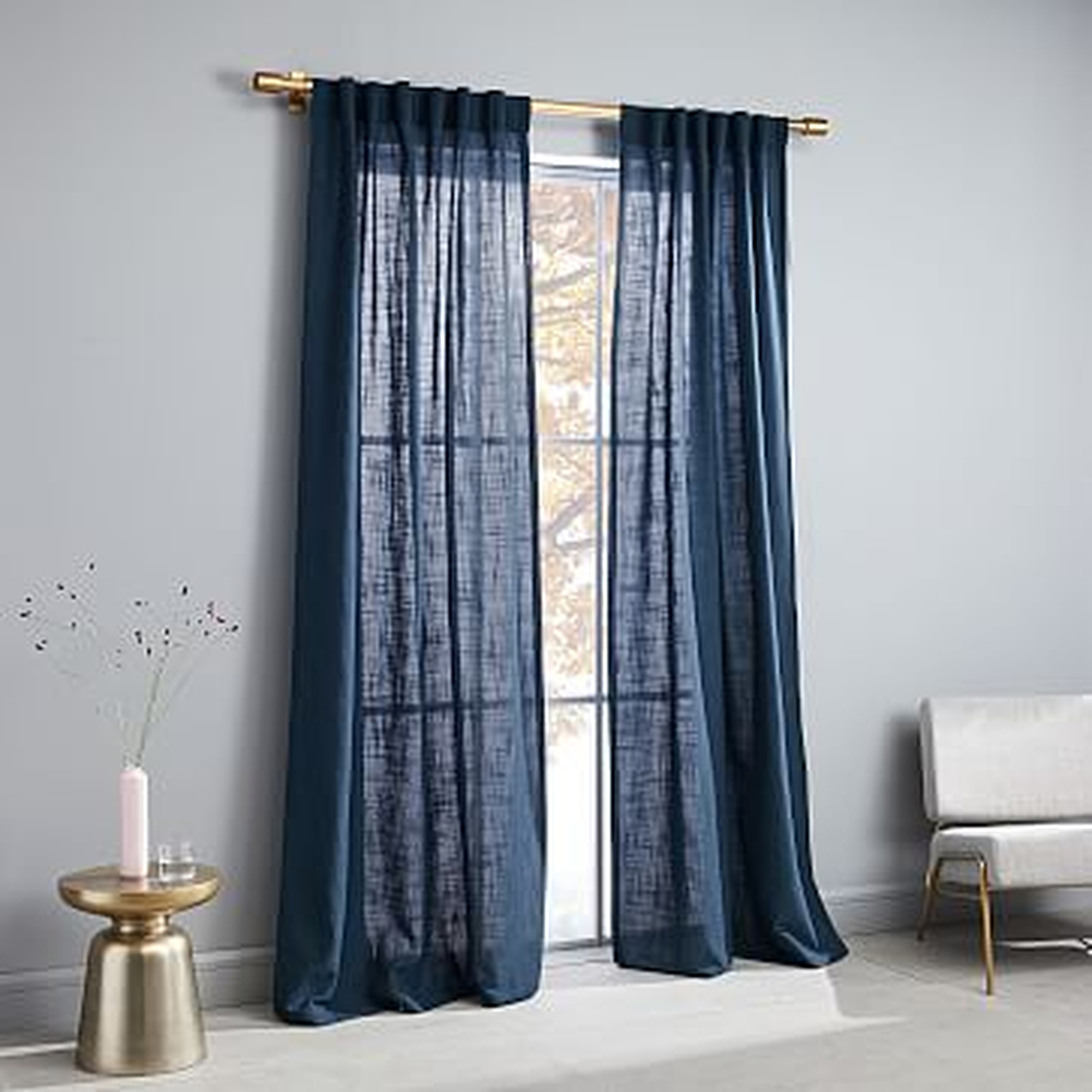 Crossweave Curtain, Blackout Lining, Regal Blue, 48"x84" - West Elm