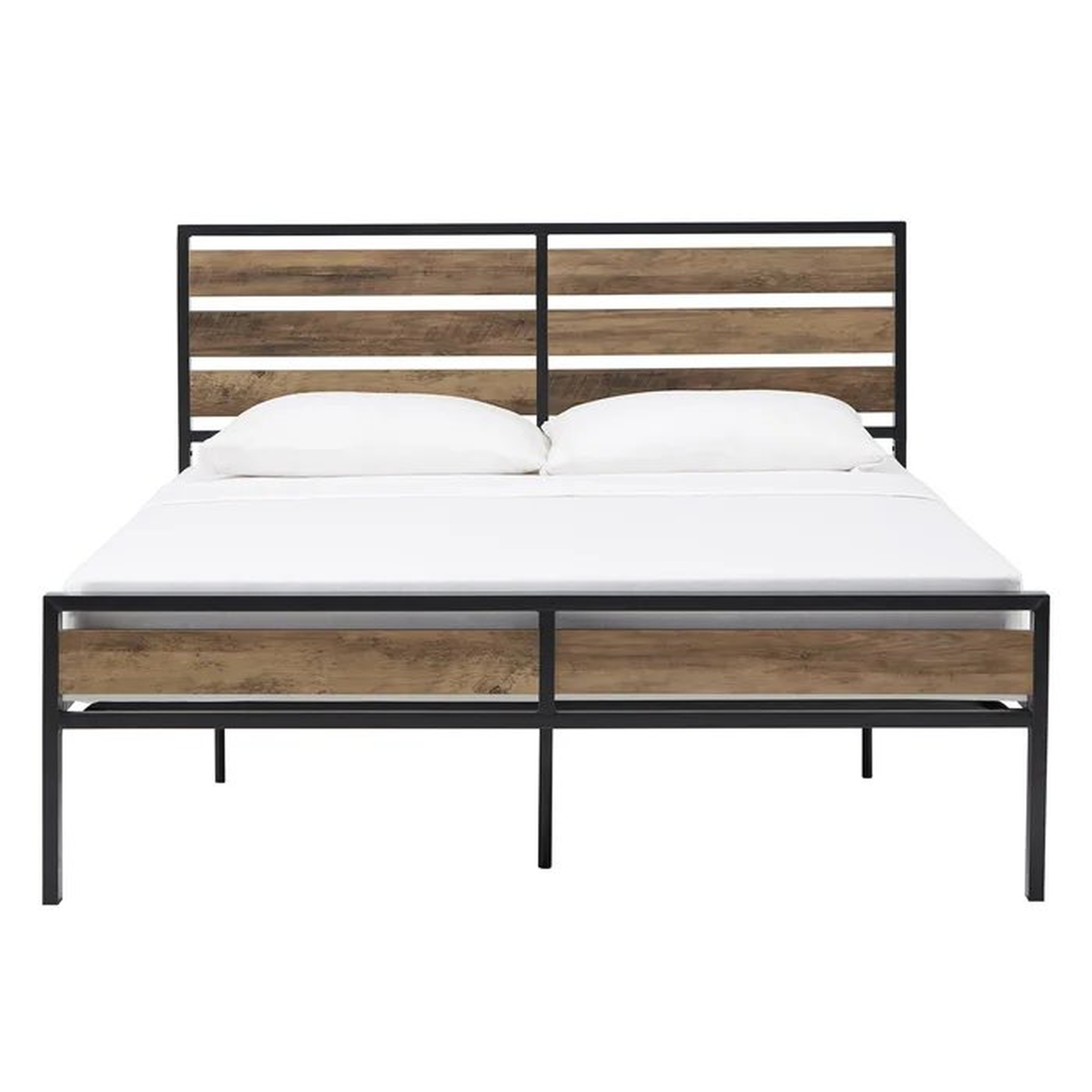 Aabir Low Profile Metal Platform Bed With Wood Finish Panels - Wayfair