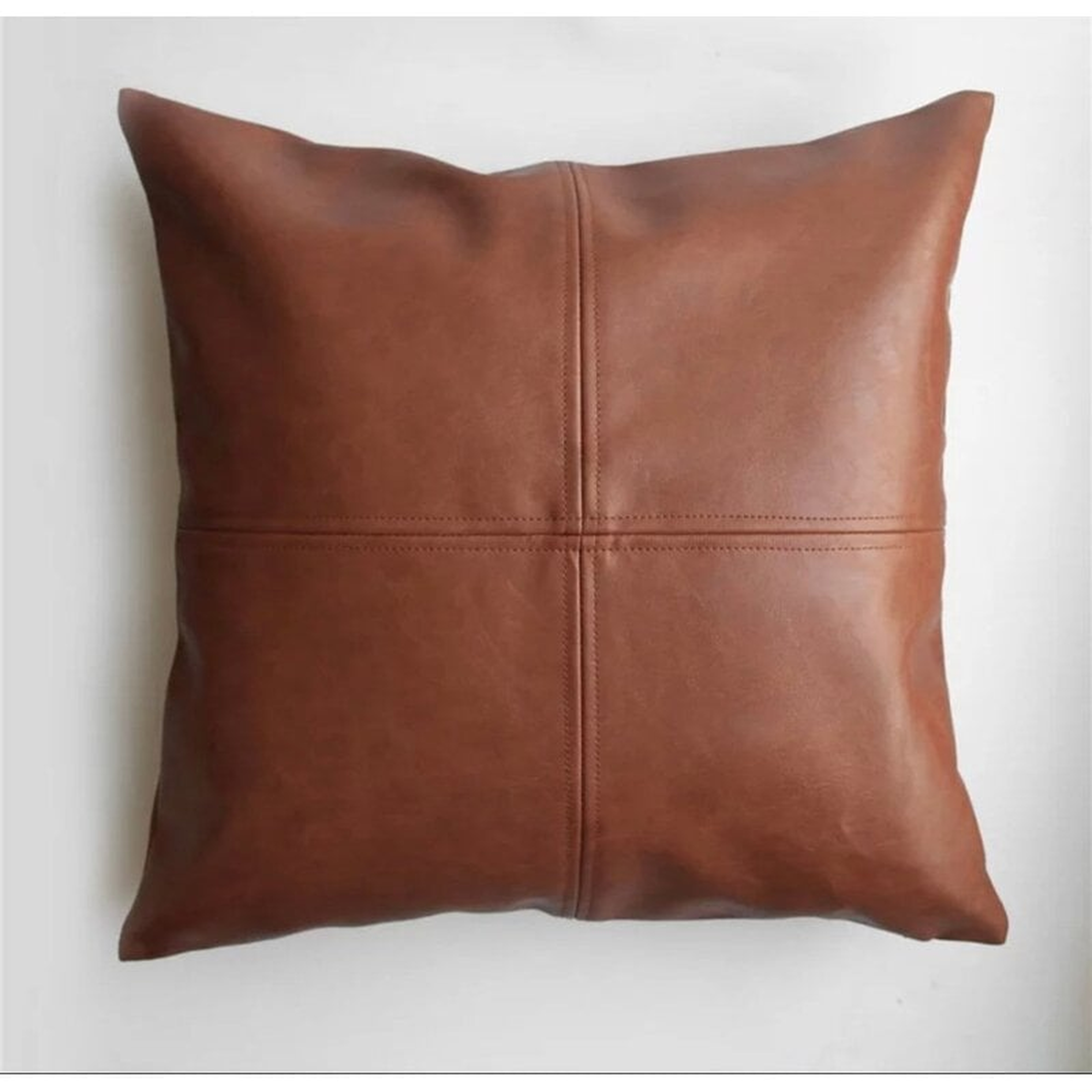 Cenat Embroidered Faux Leather Pillow Cover - Wayfair