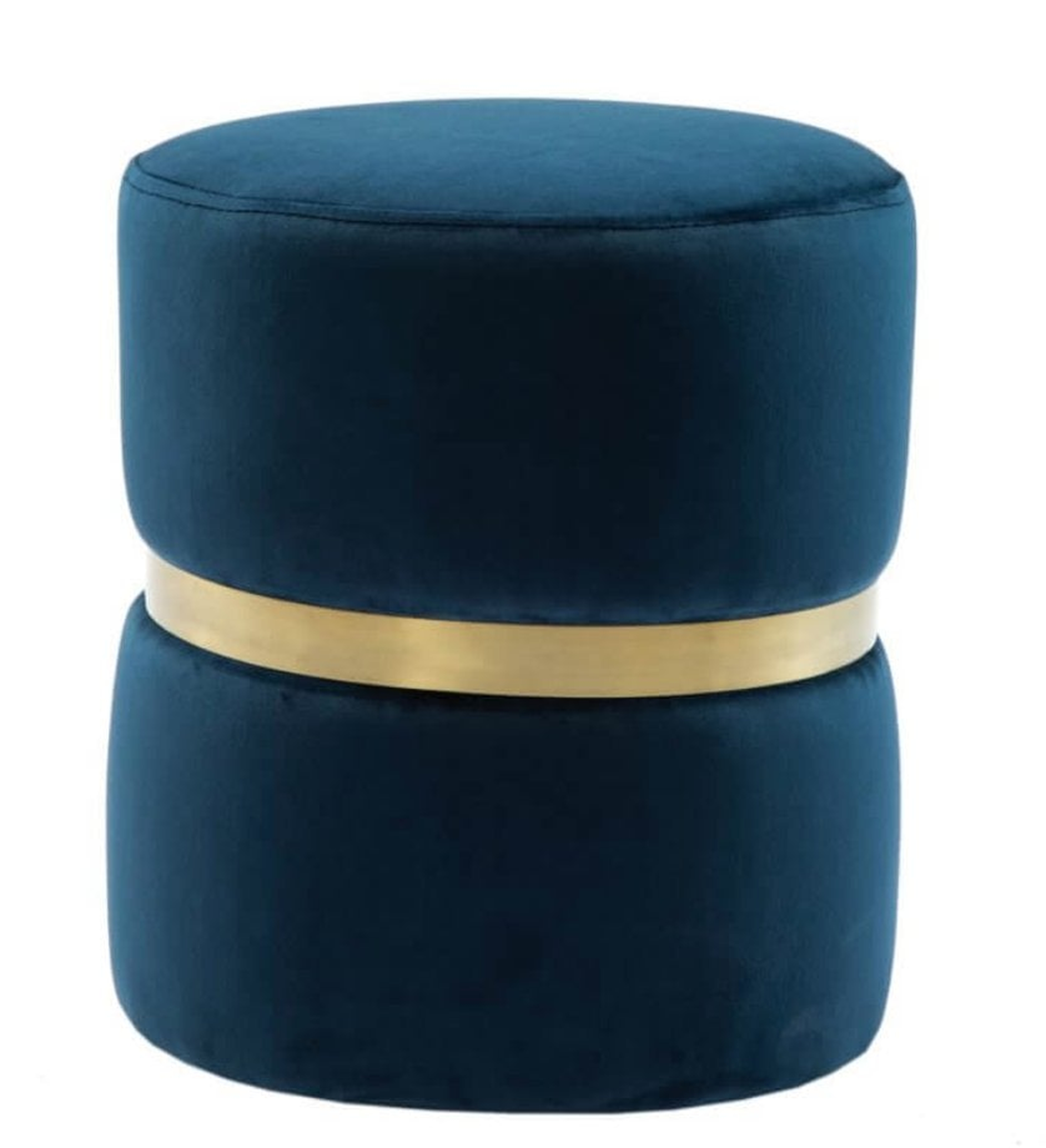 Kira Navy Velvet Ottoman - TOV FURNITURE