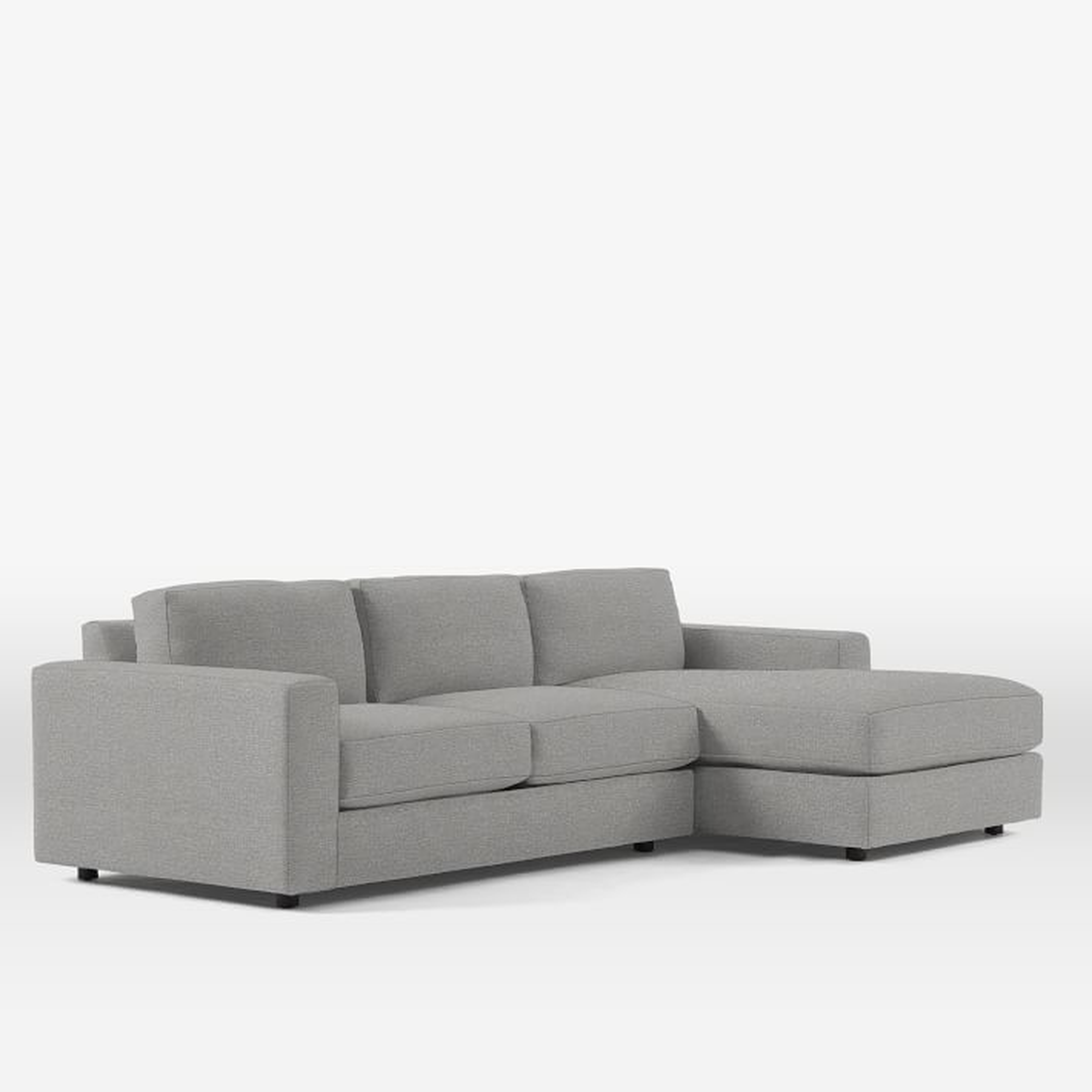 Urban 2-Piece Chaise Sectional - Large Right Chaise, Chenille Tweed-Feather Gray - West Elm