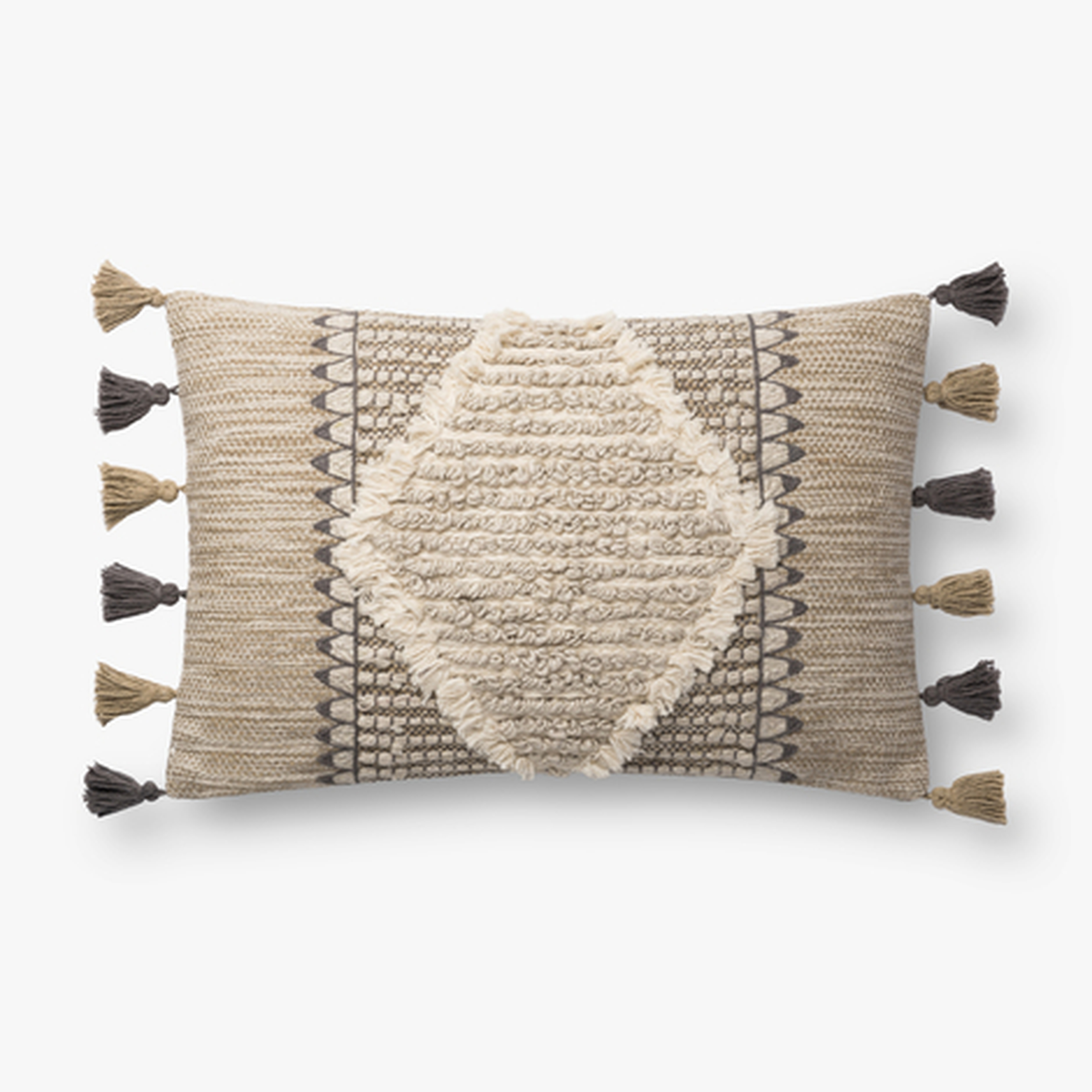 SAVOIE LUMBAR PILLOW, BEIGE AND MULTI, ED ELLEN DEGENERES CRAFTED BY LOLOI - with polyester fill - Lulu and Georgia