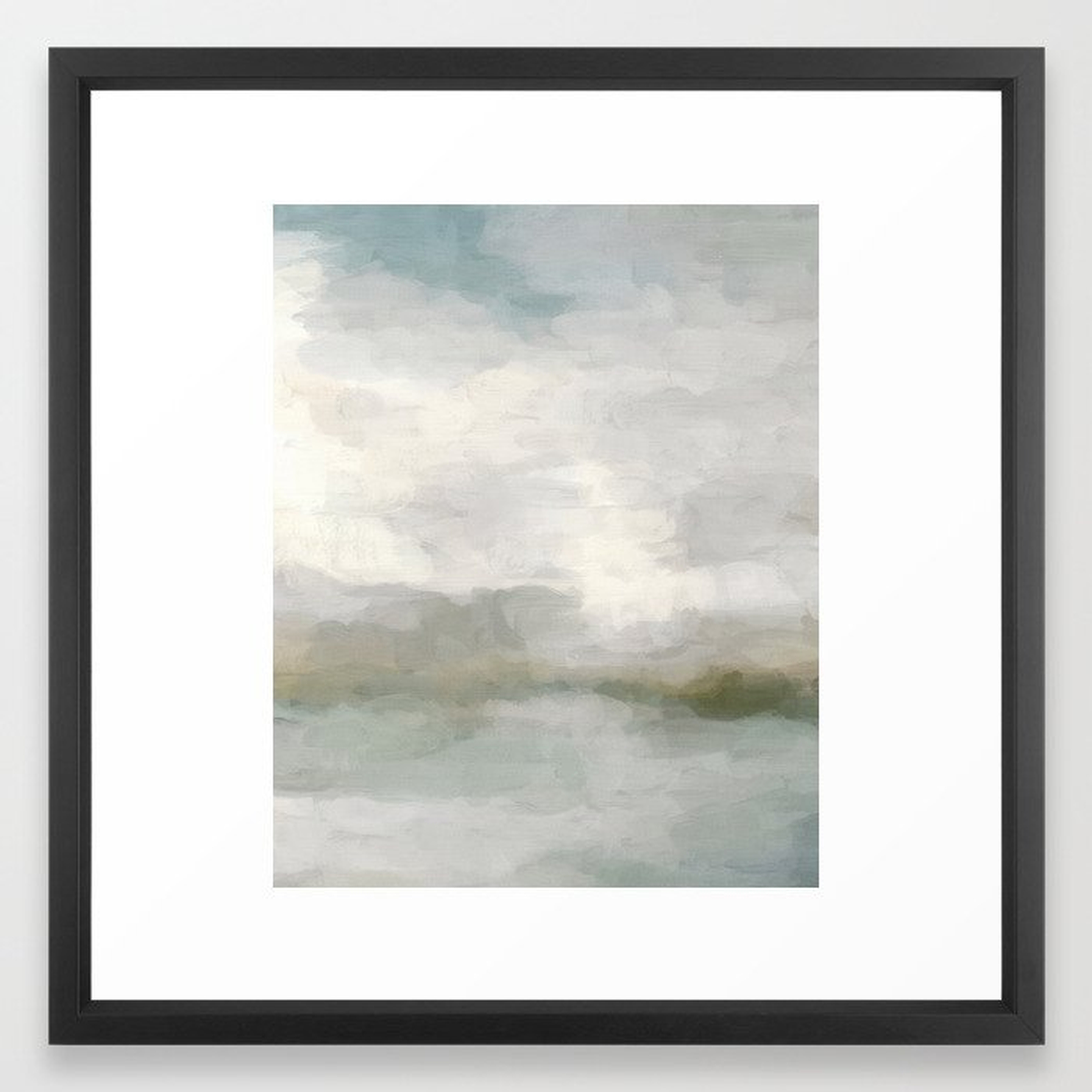 Modern Abstract Painting, Light Teal, Sage Green, Gray Cloudy Weather Digital Prints Wall Art, Ocean Framed Art Print - Society6